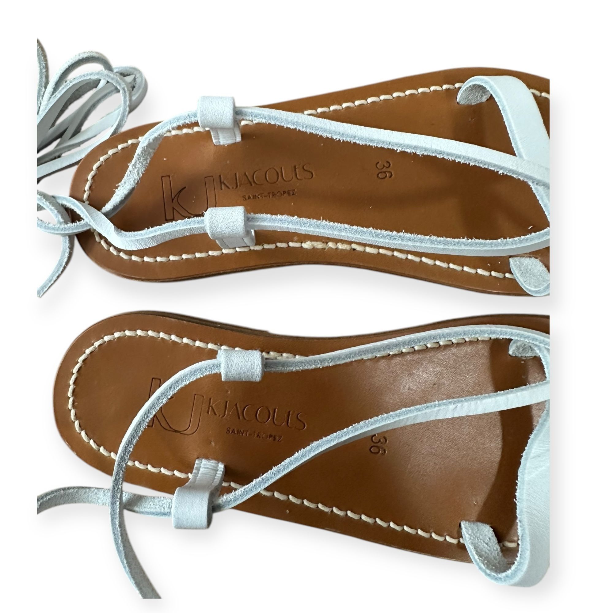 K.Jacques K. JACQUES St Tropez Tiresias White Leather Gladiator Sandal Size US 6 / IT 36 - 6 Thumbnail