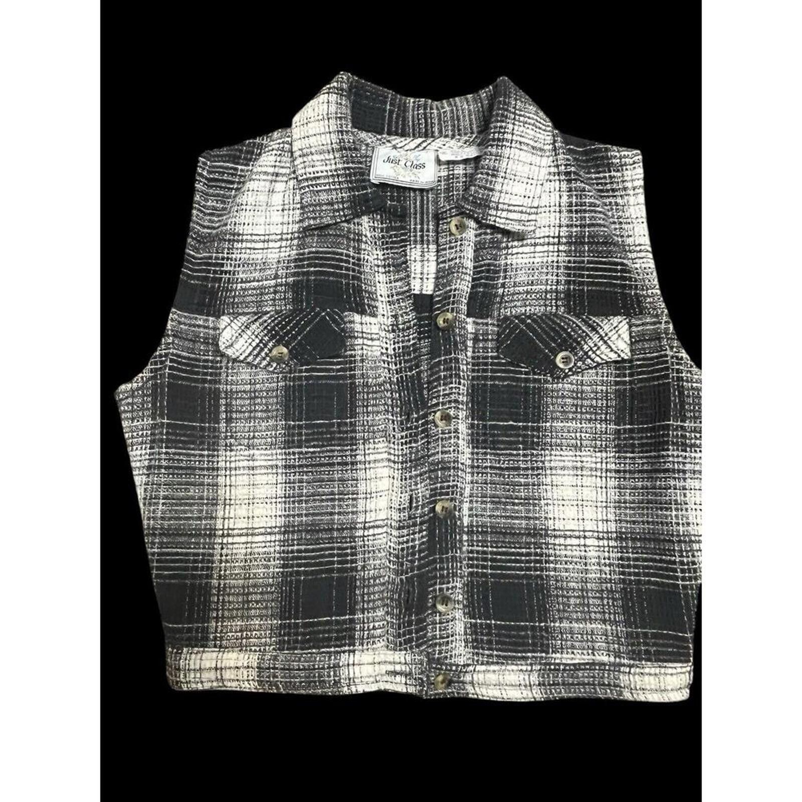 Other Just Class Black & White Plaid Cropped Vest Size S / US 4 / IT 40 - 2 Thumbnail
