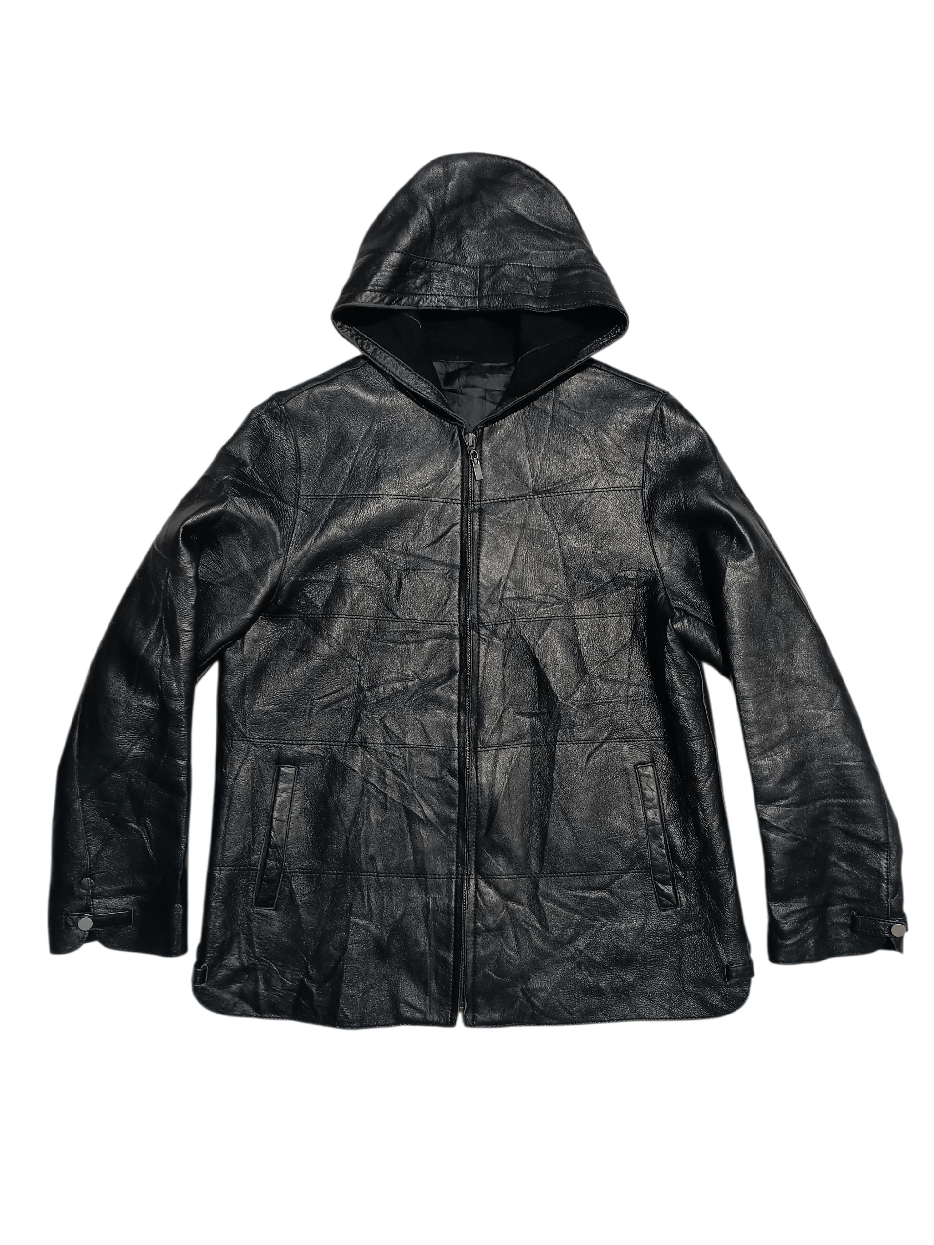Japanese Brand Gallery Italy Hooded Leather Jacket Size US M / EU 48-50 / 2 - 6 Thumbnail