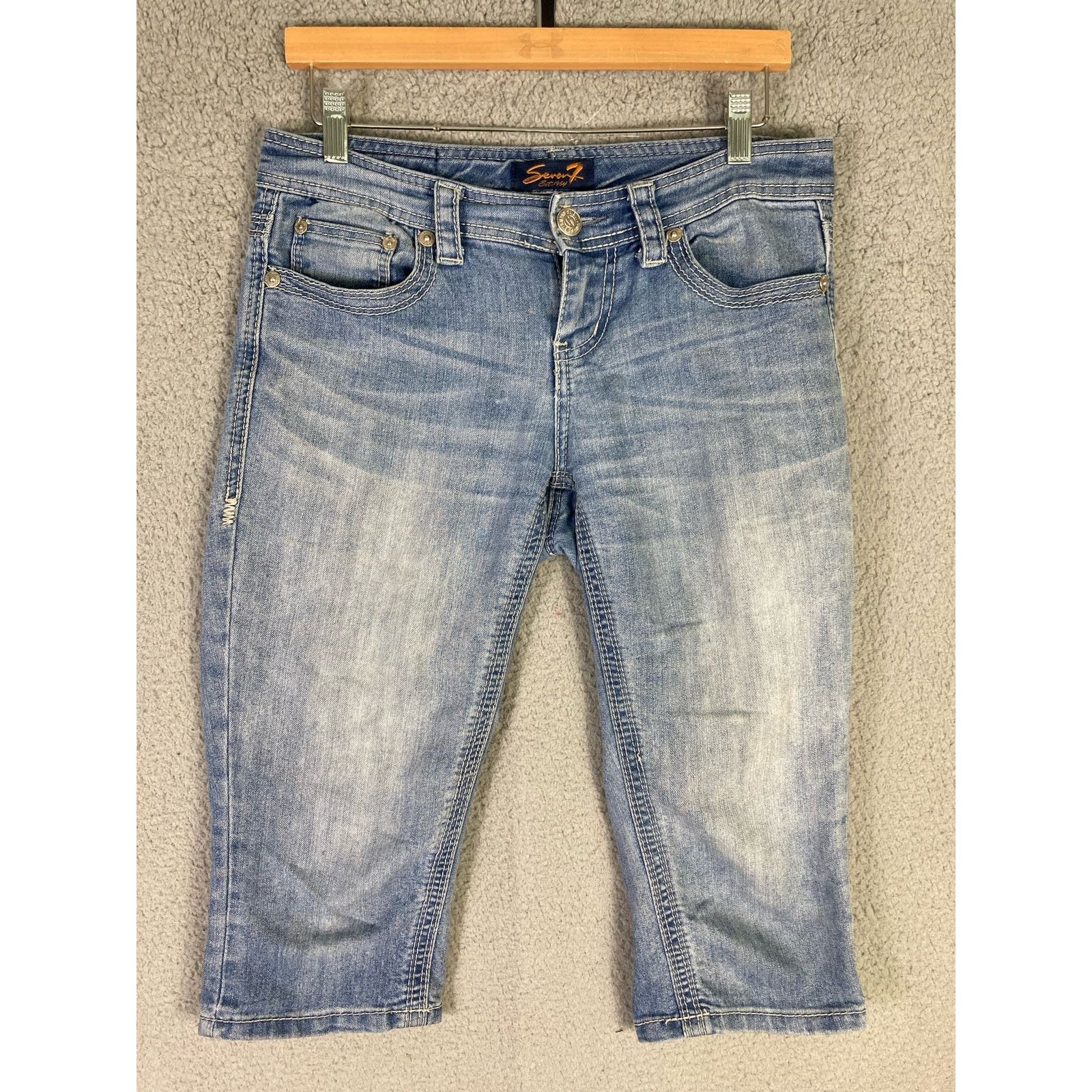 Seven 7 Seven7 Women's Size 4 Blue Denim Capri Jeans Low Rise Size 27" / US 4 / IT 40 - 2 Thumbnail