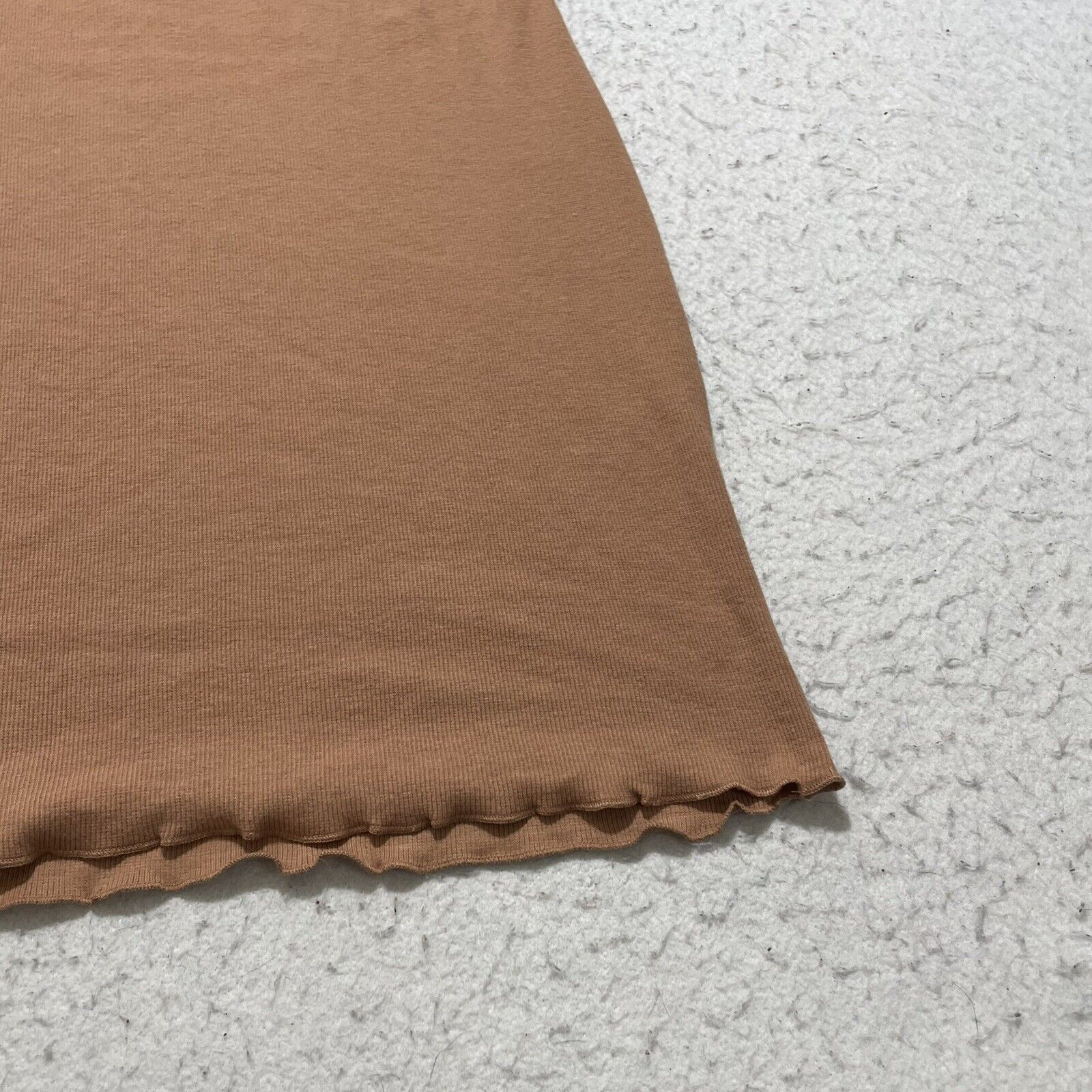 Nordstrom Abound Lettuce Edge Mini Dress Tan Ruched Organic Cotton Size M / US 6-8 / IT 42-44 - 12 Thumbnail