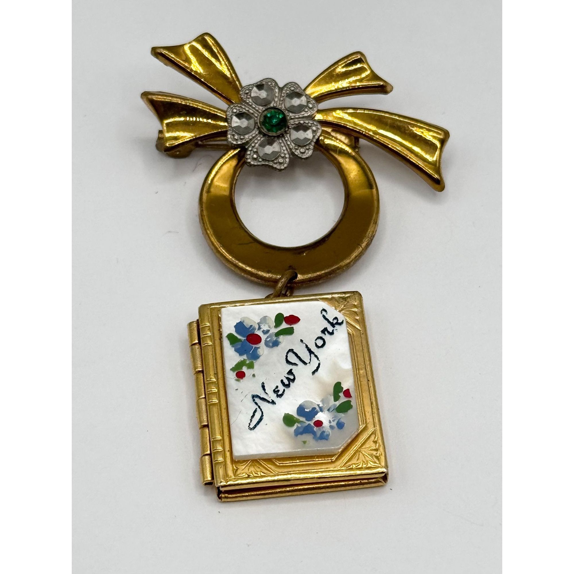 Vintage Vintage abalone Shell New York book locket souvenir brooch p Size ONE SIZE - 3 Thumbnail