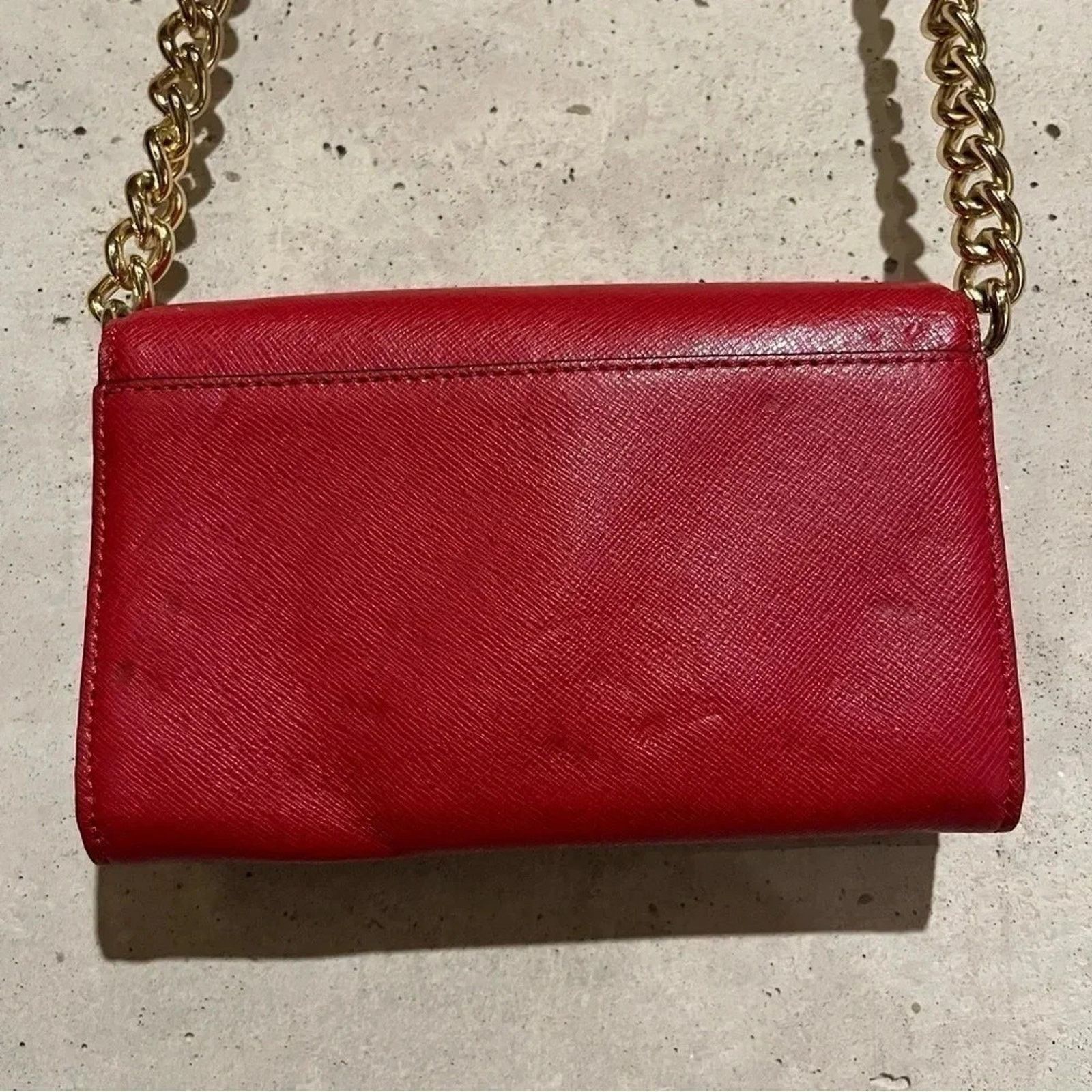 Michael Kors Michael Kors Cross Grain Leather Red Crossbody Chain Strap Size ONE SIZE - 3 Thumbnail