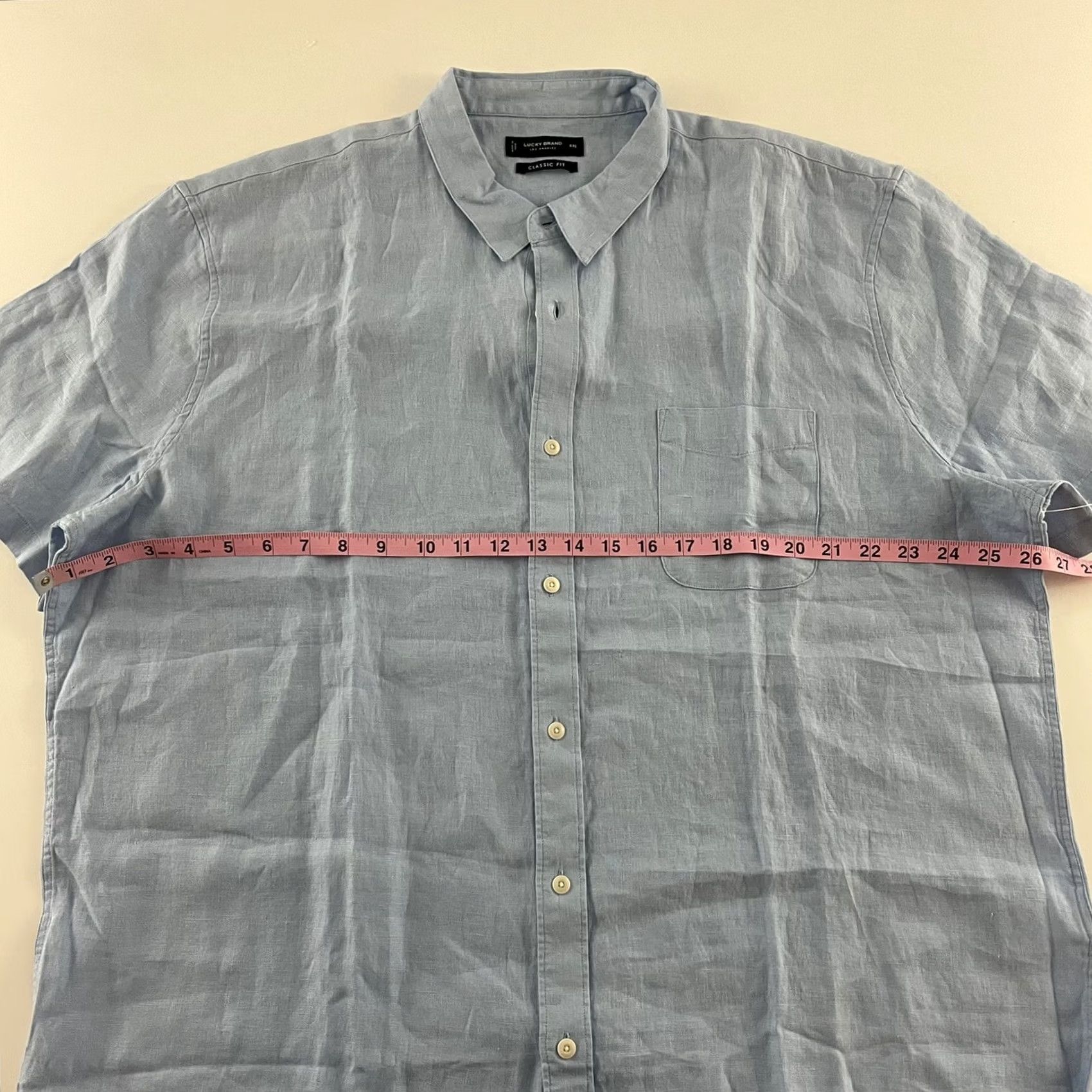 Lucky Brand Lucky Brand Linen Shirt Blue 2XL Short Sleeve Button-Up Men’s Regular Fit Size US XXL / EU 58 / 5 - 5 Thumbnail