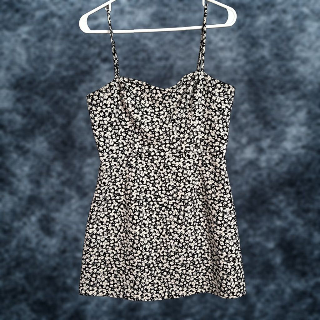 French Connection Dress Womens Size 8 Black & White Floral Mini