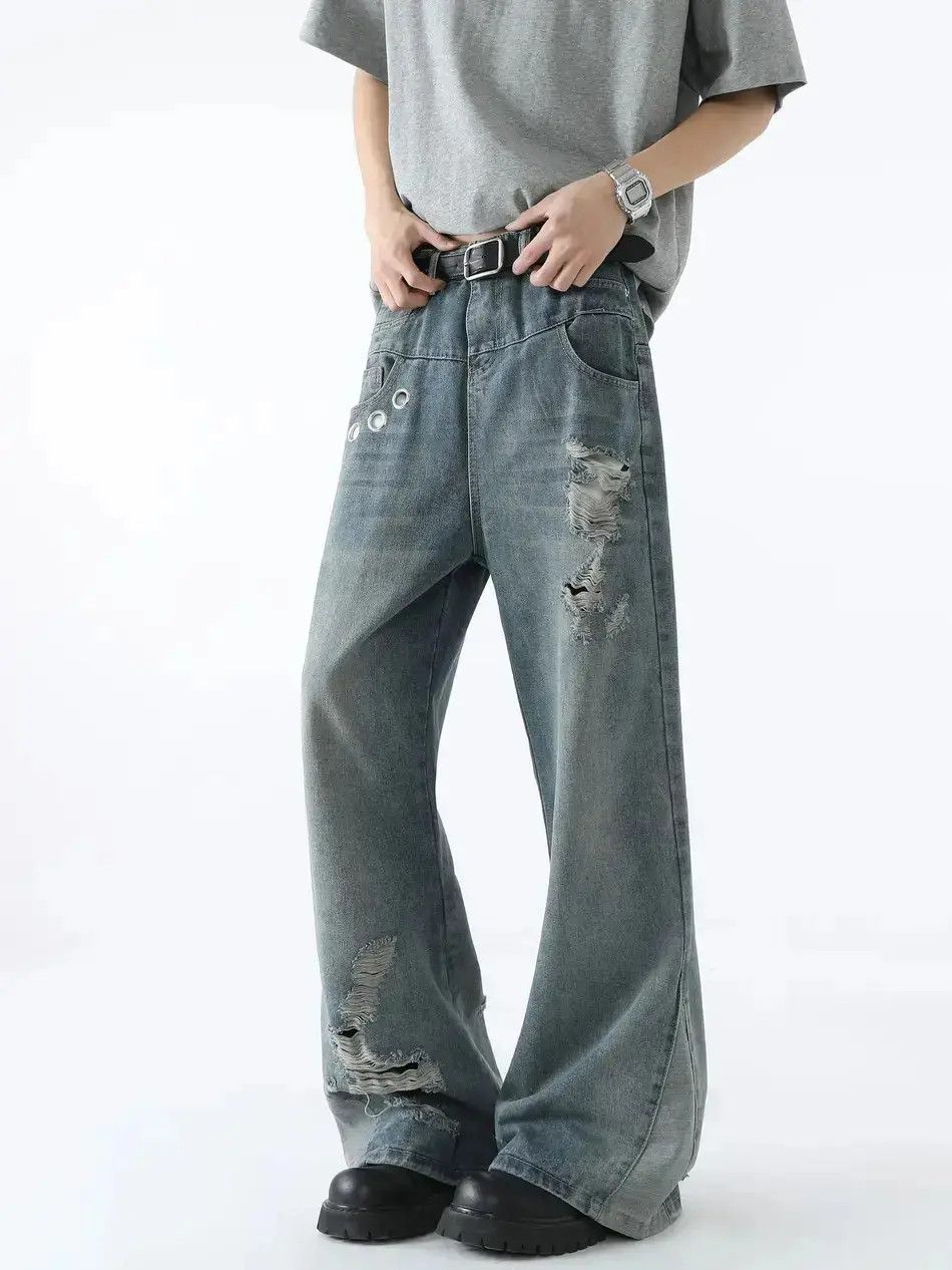 Japanese Brand Retro loose ripped patchwork jeans Size US 32 / EU 48 - 1 Thumbnail