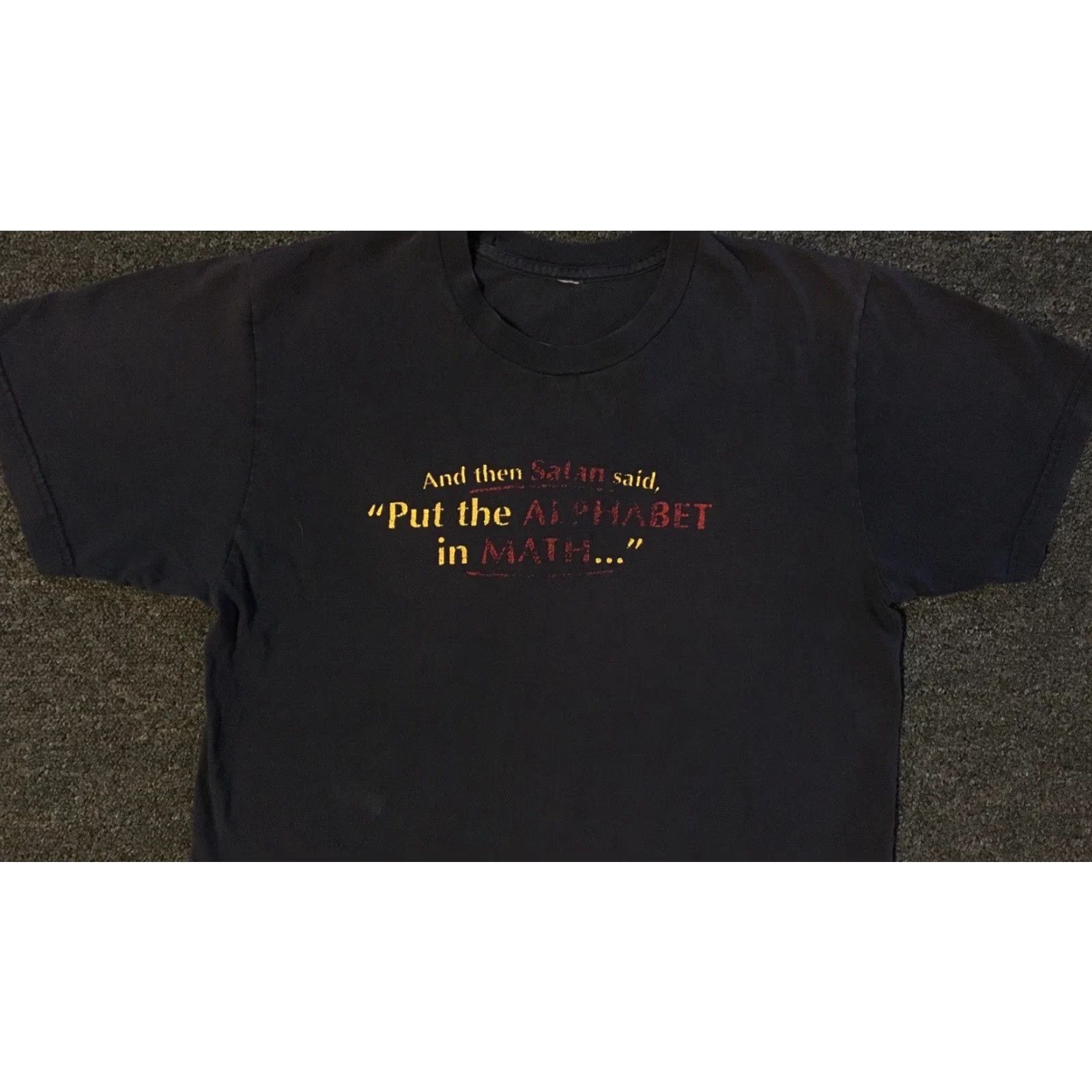 Vintage Vtg Satan Said Put The Alphabet In Math Faded Shirt S Funny Saying Grunge Y2K Shirt Mens Small Blue 80s 90s Band Punk Humor Joke Sarcasm Size US S / EU 44-46 / 1 - 4 Thumbnail