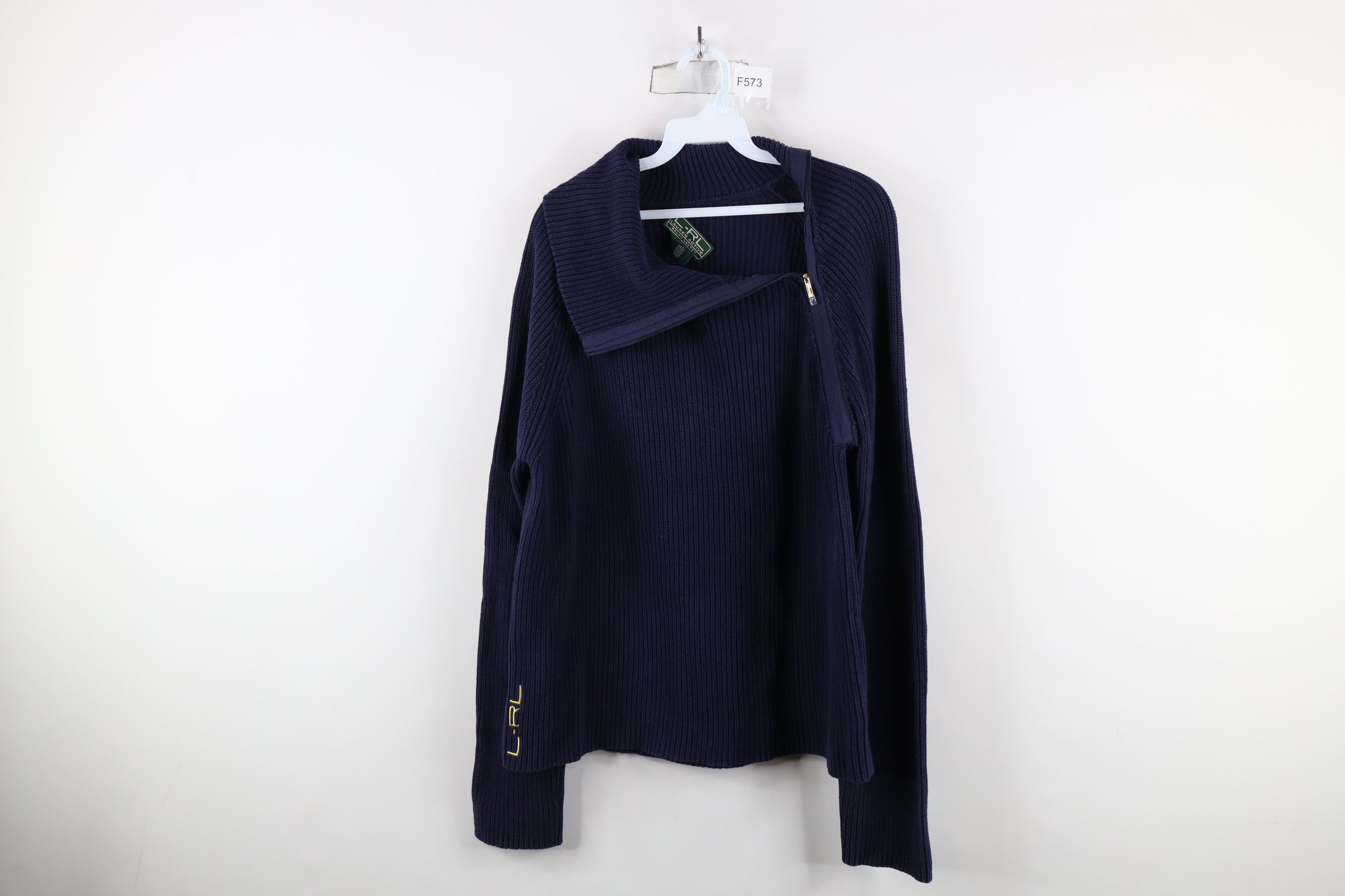 Ralph Lauren × Vintage Vintage 90s Ralph Lauren Asymmetrical Ribbed Knit Sweater Size XL / US 12-14 / IT 48-50 - 1 Thumbnail