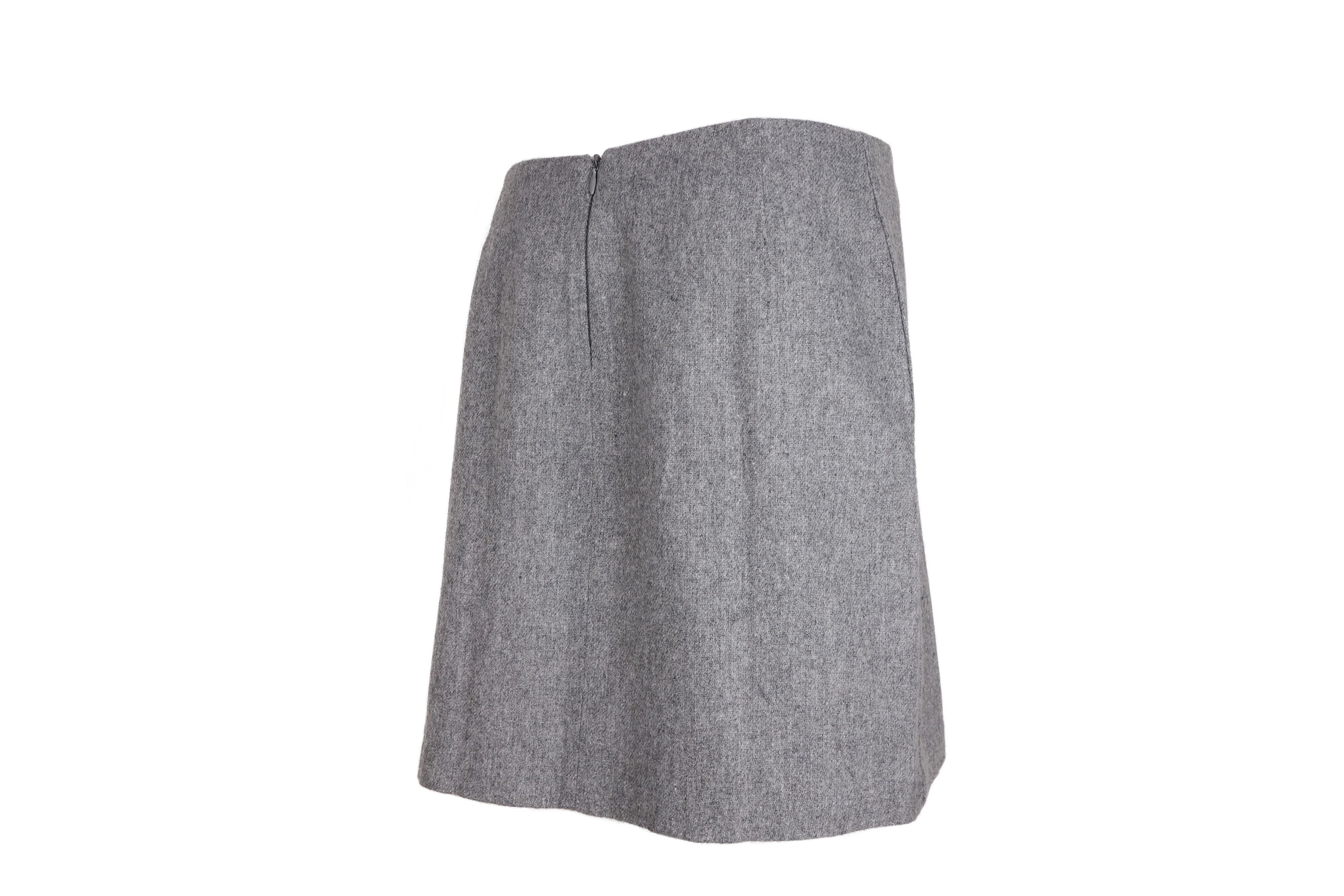 X-Girl X-Girl Kim Gordon 1990s Grey Poly Wool Mini Skirt Size 28" / US 6 / IT 42 - 2 Thumbnail