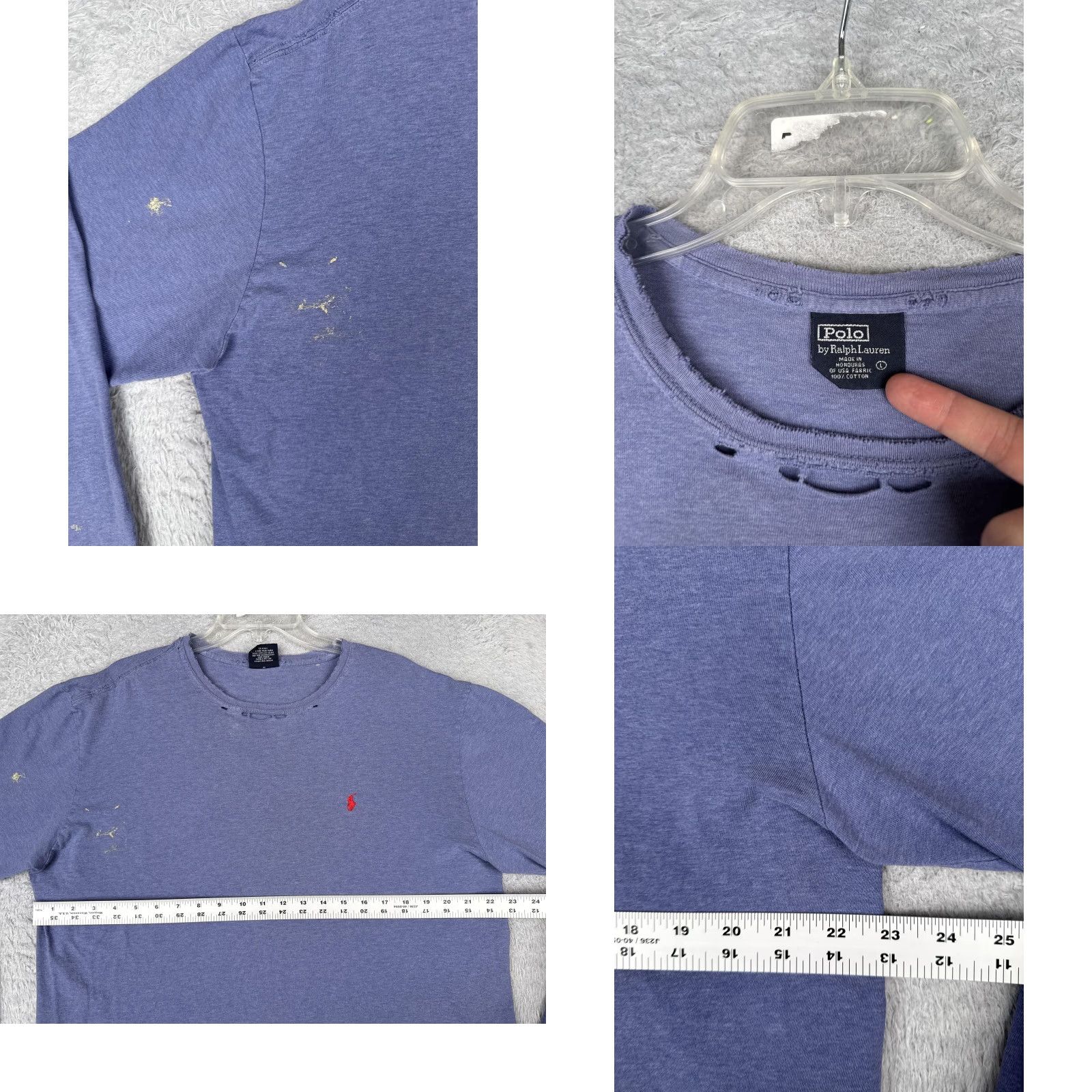 Polo Ralph Lauren Polo Ralph Lauren Shirt Mens 2XL Blue Long Sleeve Cotton Crew Logo Distressed Size US XXL / EU 58 / 5 - 8 Thumbnail