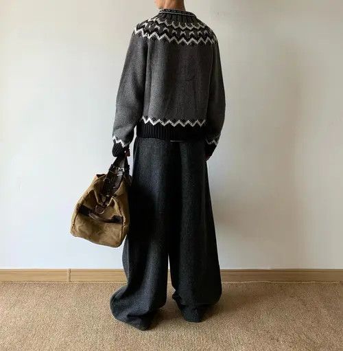 Other Stylish Gray Knit Cardigan with Traditional Pattern Size US L / EU 52-54 / 3 - 7 Thumbnail