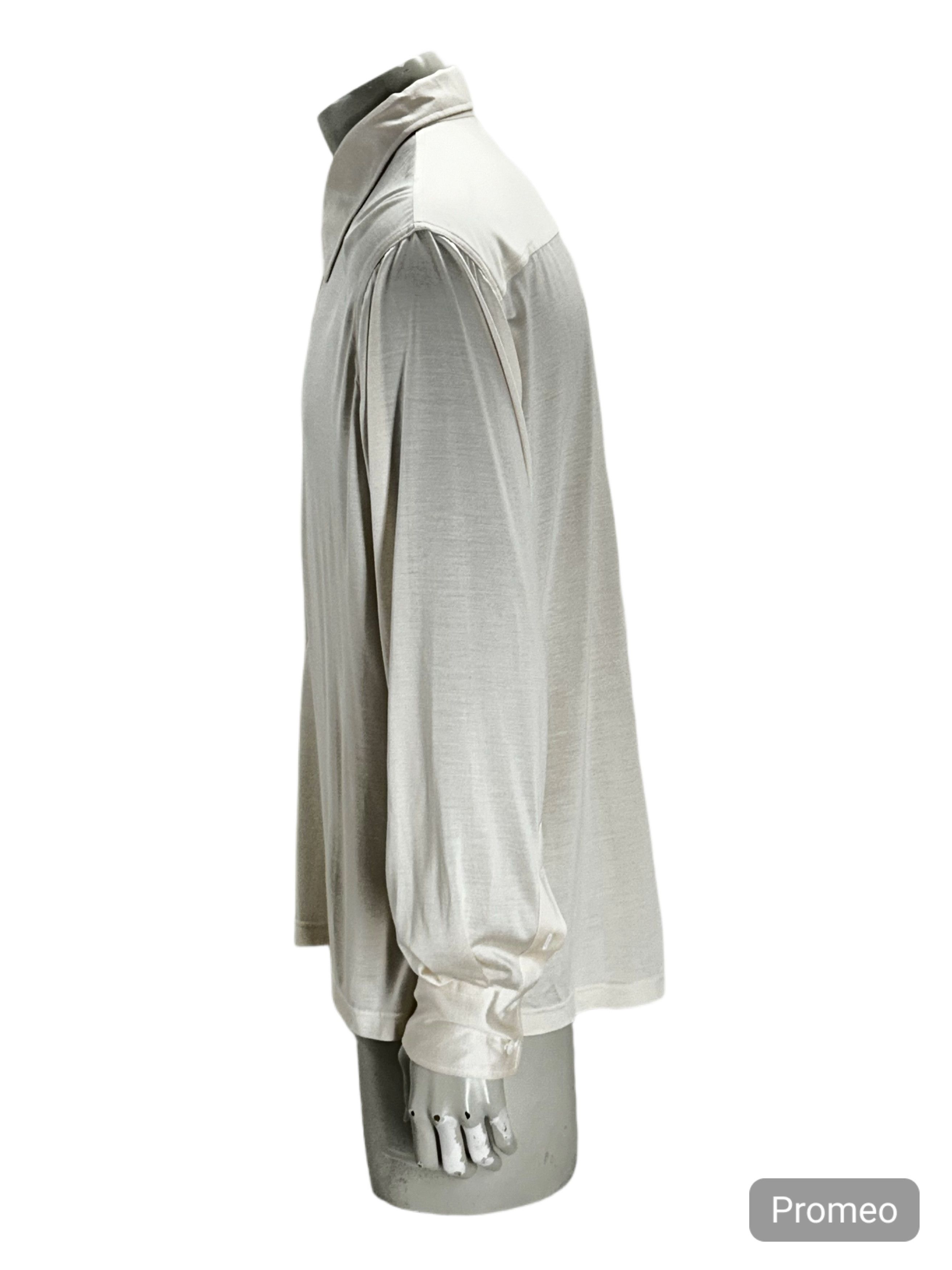 Gucci Gucci Ivory Silk Long Plaquette Polo Style Shirt With Cuffs Size US L / EU 52-54 / 3 - 2 Thumbnail