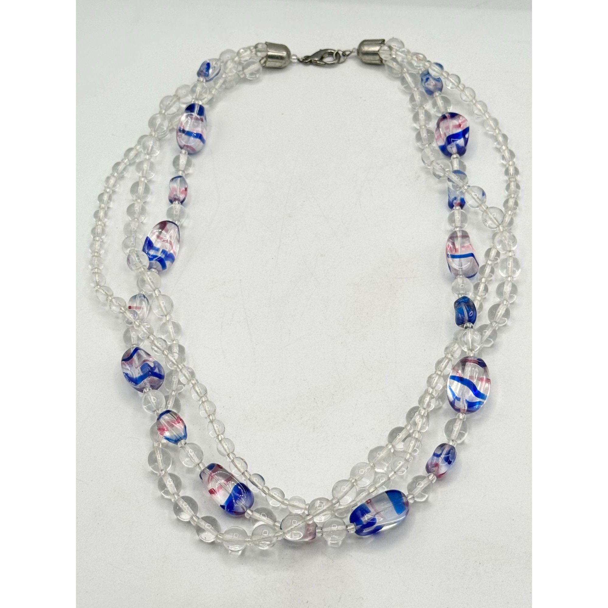 Vintage Vintage glass pink blue beaded collar necklace Size ONE SIZE - 2 Thumbnail