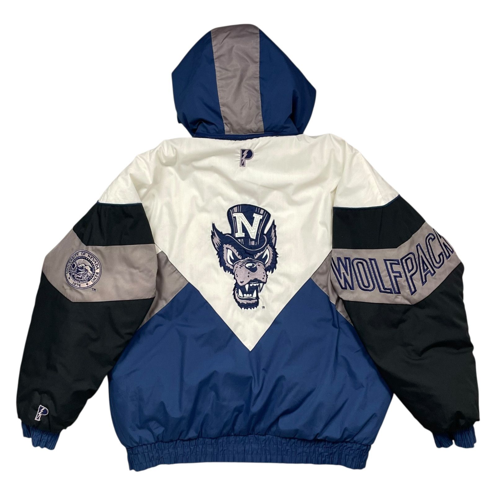 NCAA VTG 90s NCAA NEVADA WOLFPACK PRO PLAYER HOODED PUFFER JACKET Size US XL / EU 56 / 4 - 1 Thumbnail