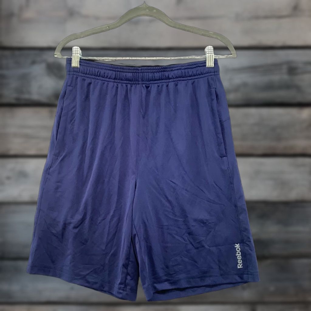 Reebok Reebok Basketball Shorts Mens S Active Blue 9" Inseam Gym Workout Pockets Polyester 100% Regular Fashion Athletic Running Training Size US 29 - 1 Thumbnail