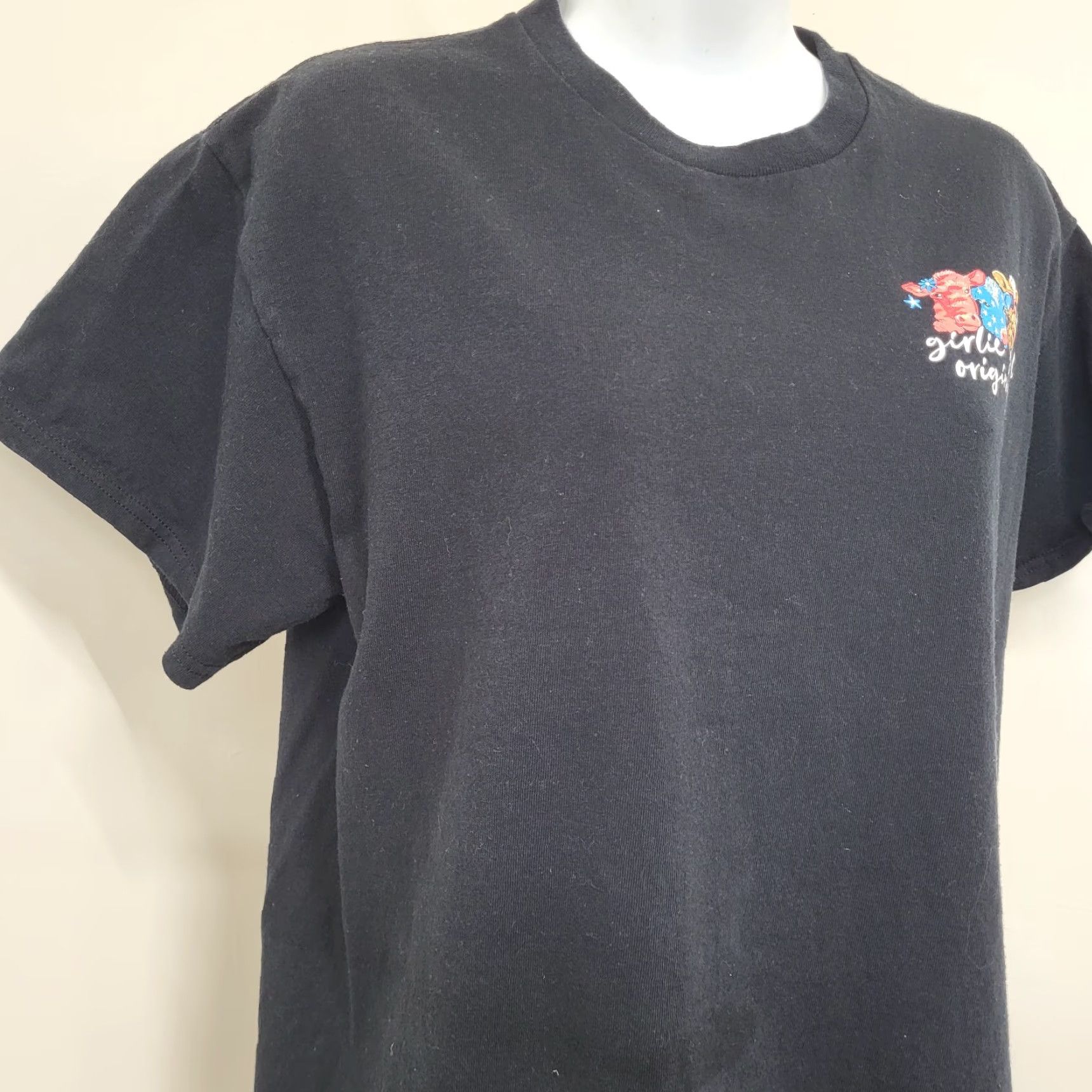 Vintage **Girlie Girl Originals Women's Size Med Black Barn USA Cows T-Shirt** User: **Girlie Girl Originals Women's Size Med Black Barn USA Cows T-Shirt** Size M / US 6-8 / IT 42-44 - 4 Thumbnail