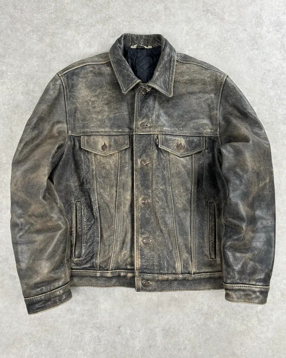 Levi's × Stussy Levi's x Stussy Leather Trucker Jacket | Grailed