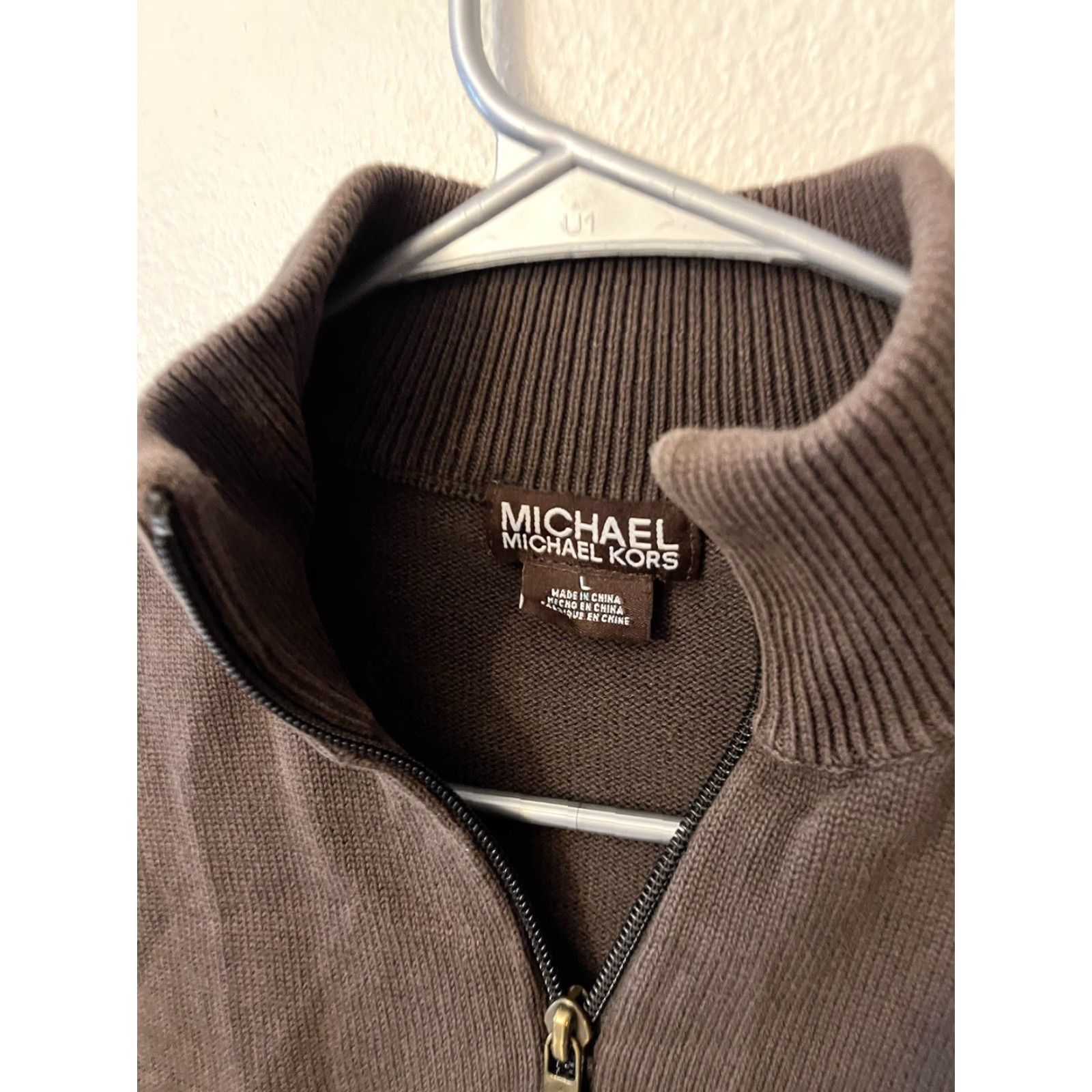 Michael Kors Michael Kors Men’s Full Zip Sweater Jacket Cotton Large Brown Distressed Size US L / EU 52-54 / 3 - 2 Thumbnail