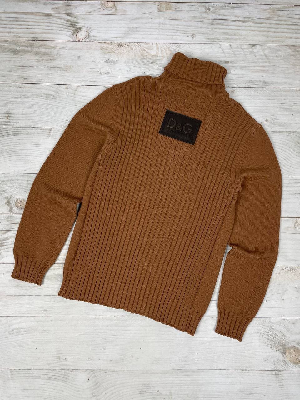 image of Avant Garde x Dolce Gabbana Vintage Dolce Gabbana Turtleneck Wool Sweater Knit Big Logo in Brown (S