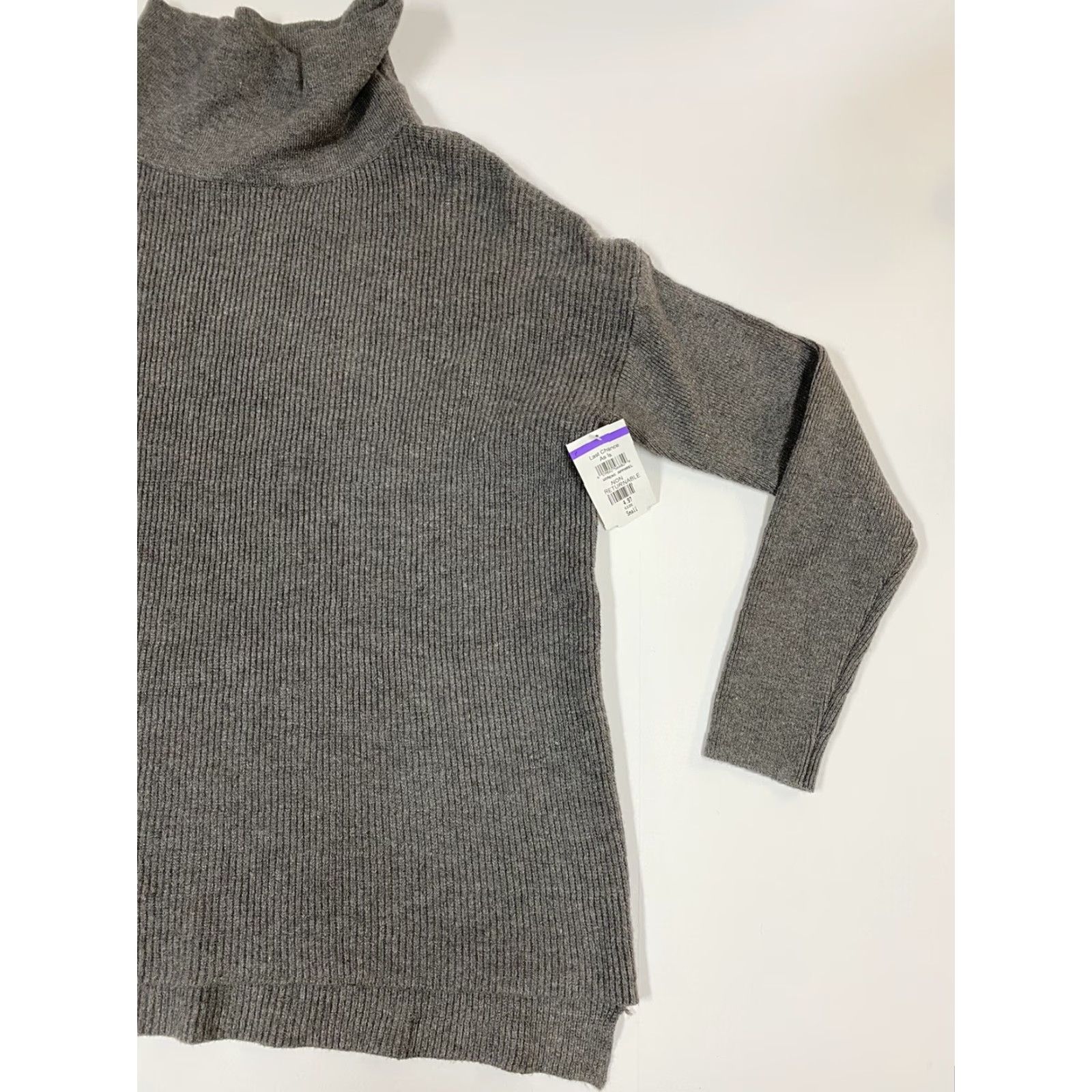 Vintage devotion by cyrus Womens Sweater Turtleneck Dolman Sleeve Pullover Gray XS Small Regular Size S Modern Knit Sleeves Long Button Pattern Solid Size S / US 4 / IT 40 - 2 Thumbnail