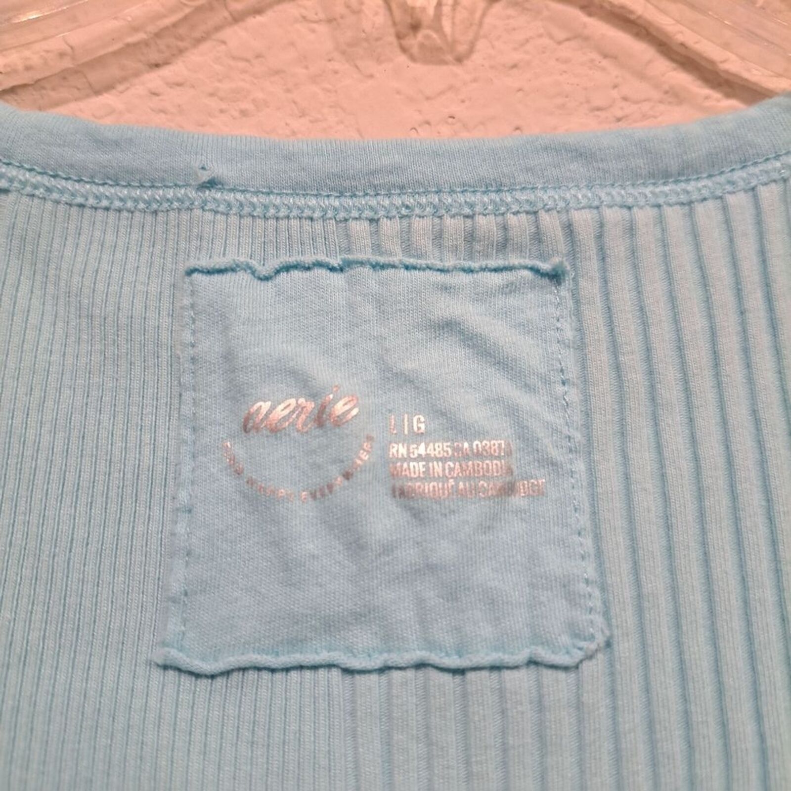 American Eagle Outfitters Aerie light blue ribbed tank top sleeveless women's sz Large Size L / US 10 / IT 46 - 2 Thumbnail