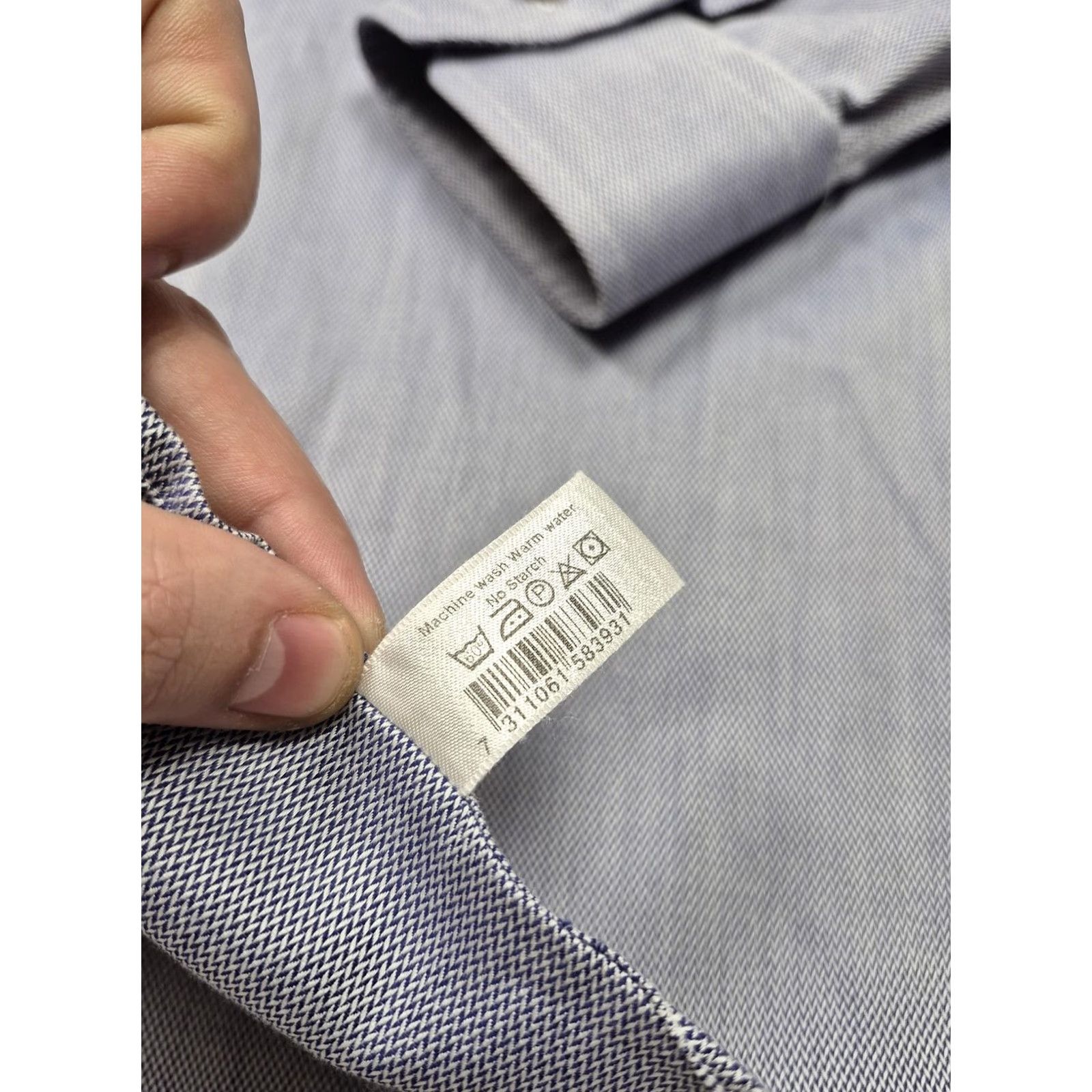 Eton Eton Dress Shirt Mens 16.5 34/35 Blue Herringbone Point Collar Classic Fit Shirt Mens Blue Herringbone Dress Shirt 16.5 34/35 Easy Care"} Size 46R - 6 Thumbnail