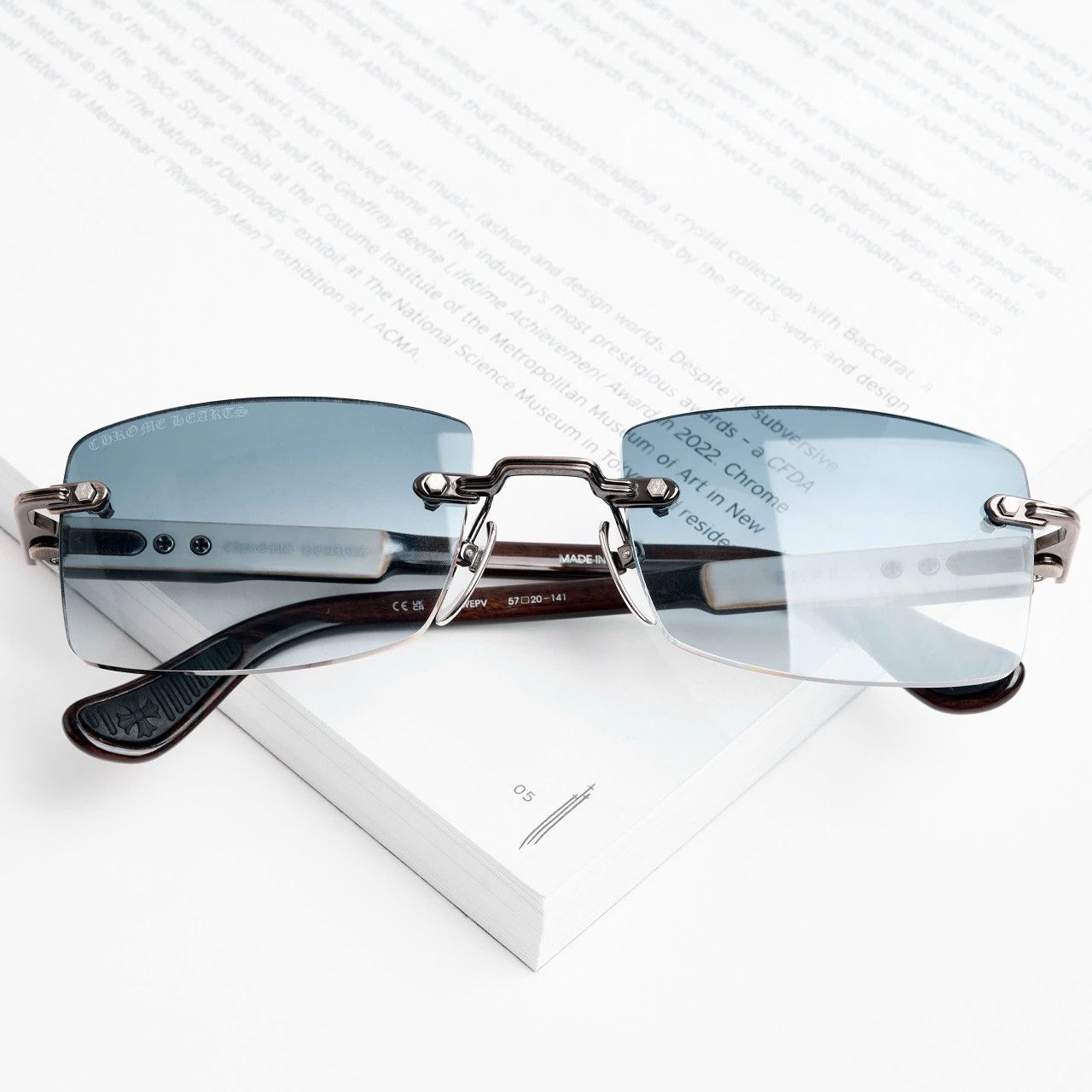 Chrome Hearts CHROME HEARTS DEEP II ANTIQUE SILVER - WHITE EBONY WOOD PIANO VARNISH SUNGLASSES Size ONE SIZE - 6 Thumbnail