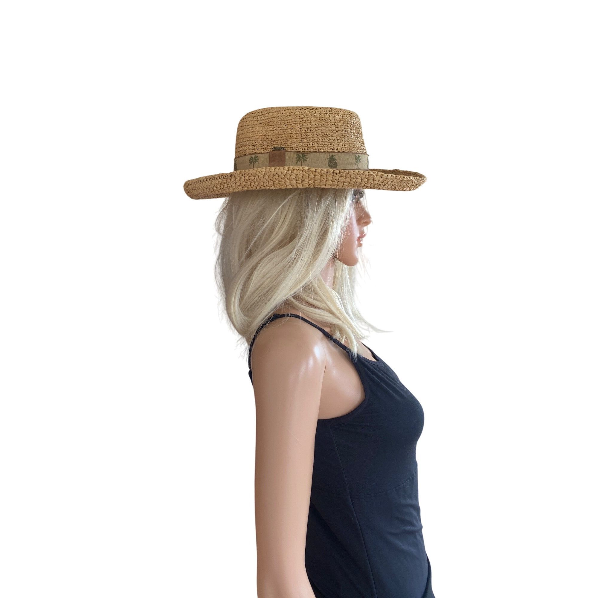 Other SCALA Wide Brim Straw Raffia Safari Hat S/M Unisex Palm Tree Size ONE SIZE - 6 Thumbnail