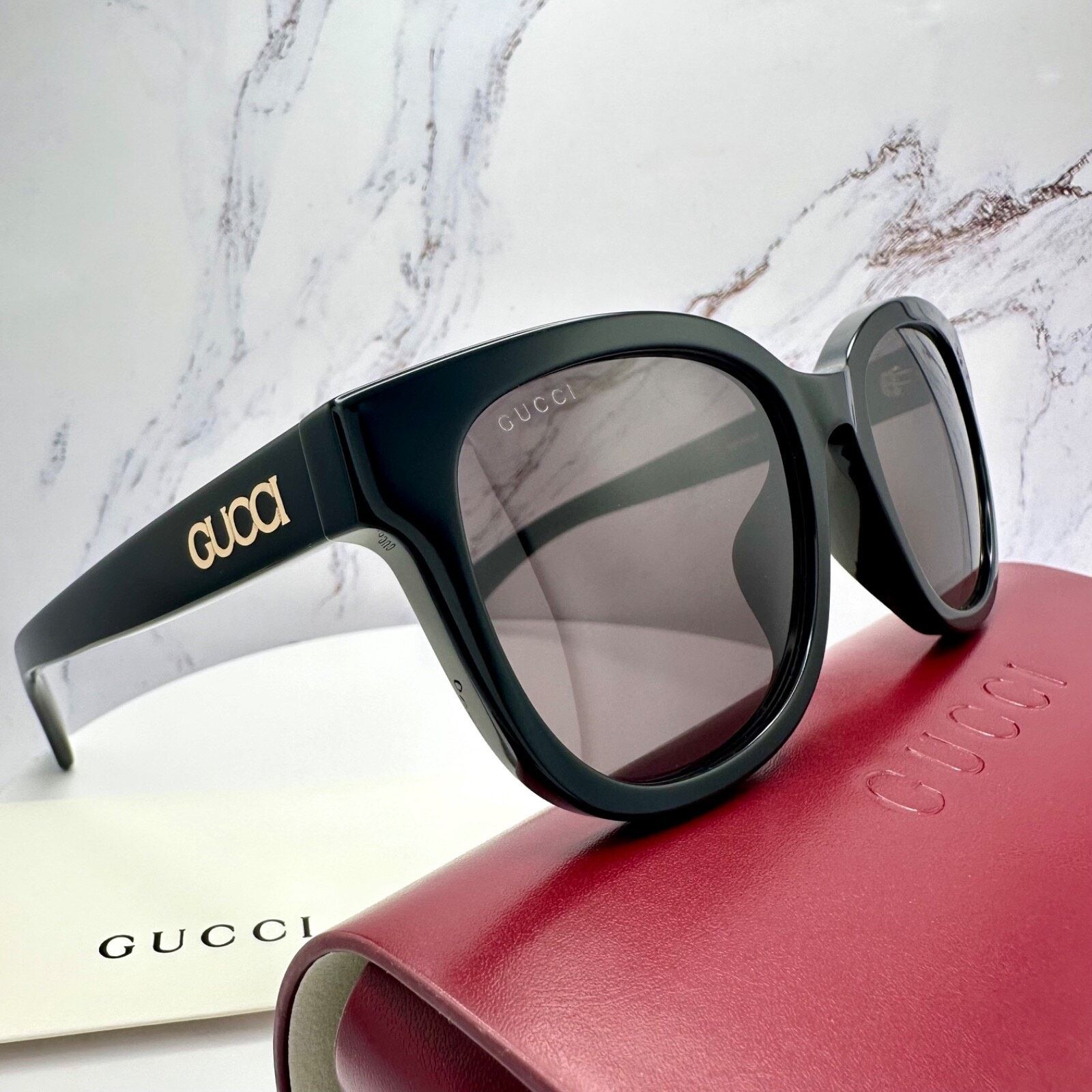 Gucci New GUCCI Sunglasses 2025 Collection Black 55mm Round Size ONE SIZE - 21 Thumbnail