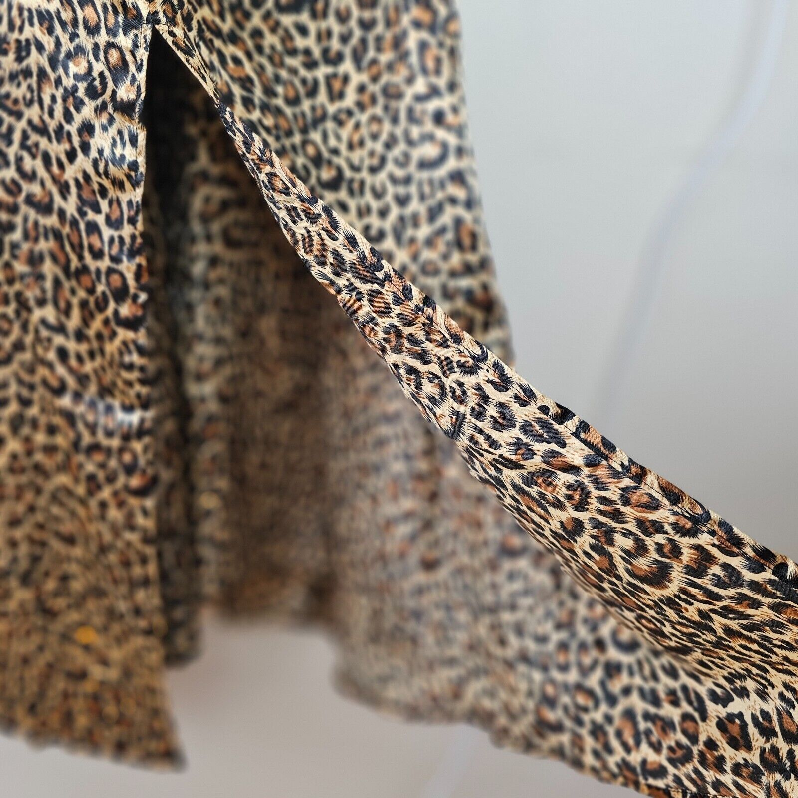 Other Dance & Marvel Tan Black Satin Cheetah V-Neck Midi Dress L Size L / US 10 / IT 46 - 7 Thumbnail