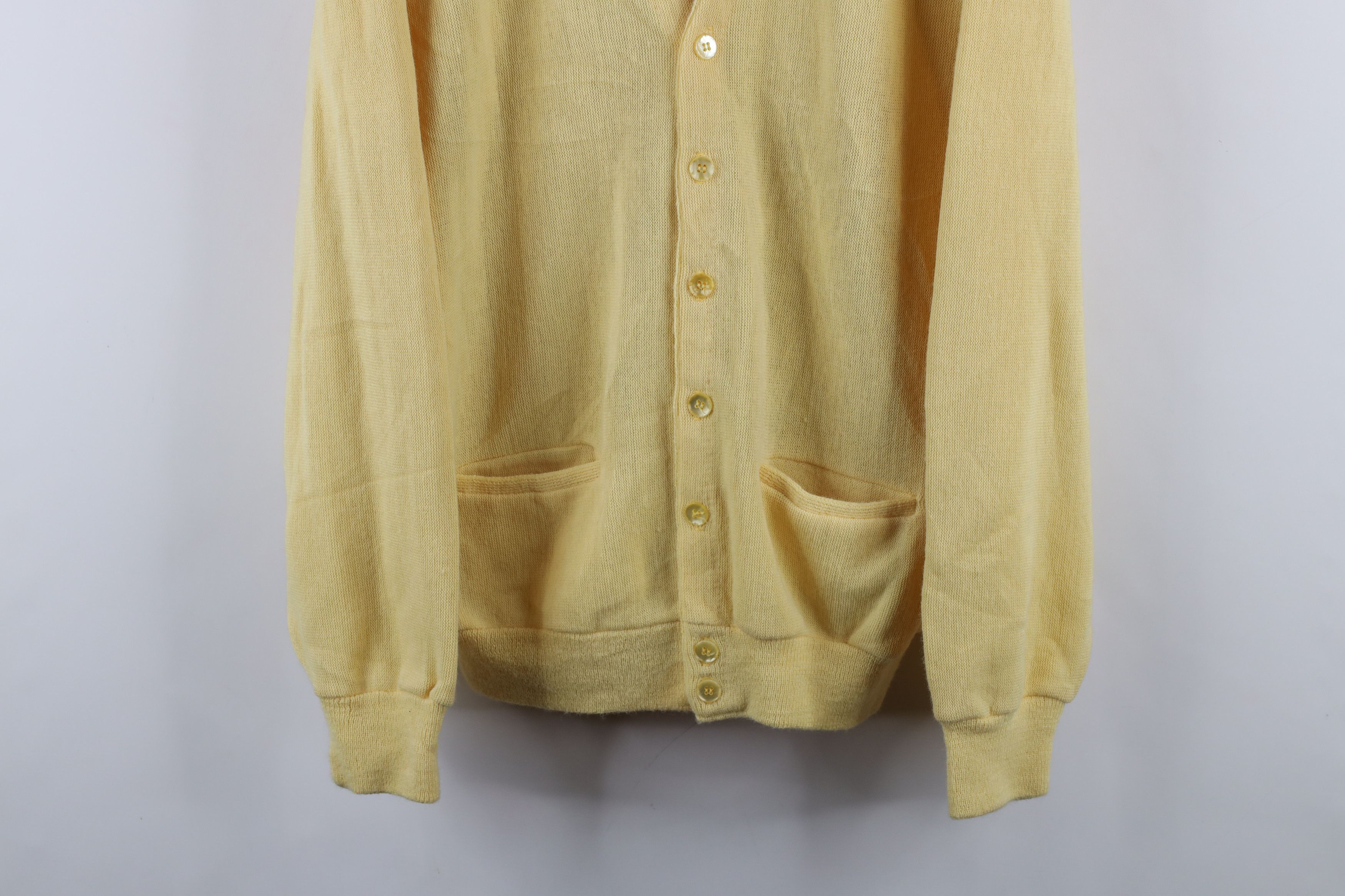 Vintage Vintage 60s 70s Streetwear Knit Cardigan Sweater Yellow USA Size US XL / EU 56 / 4 - 3 Thumbnail