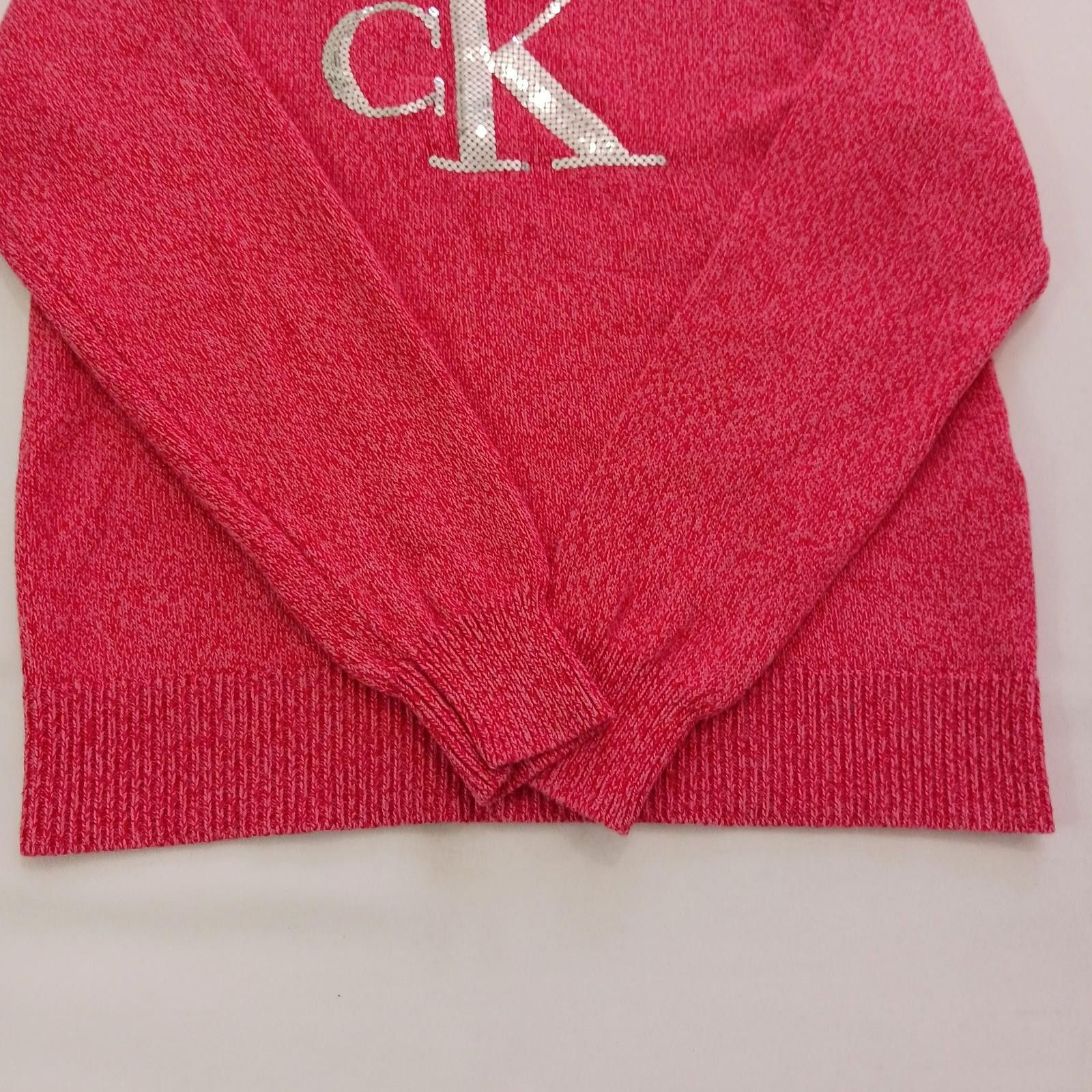 Designer Calvin Klein Jeans Women's Pink Cotton Logo Sweater L(12/14) Size L / US 10 / IT 46 - 12 Thumbnail