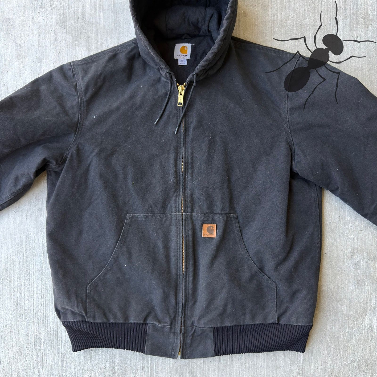 Carhartt × Vintage Carhartt J130 BLK black hooded work wear jacket Size US L / EU 52-54 / 3 - 2 Thumbnail