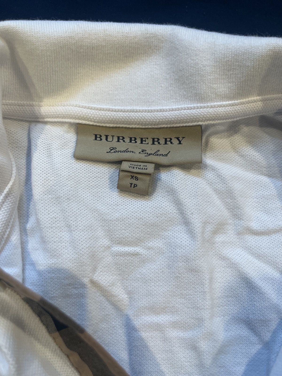 image of White Burberry Polo, Men's (Size XS)