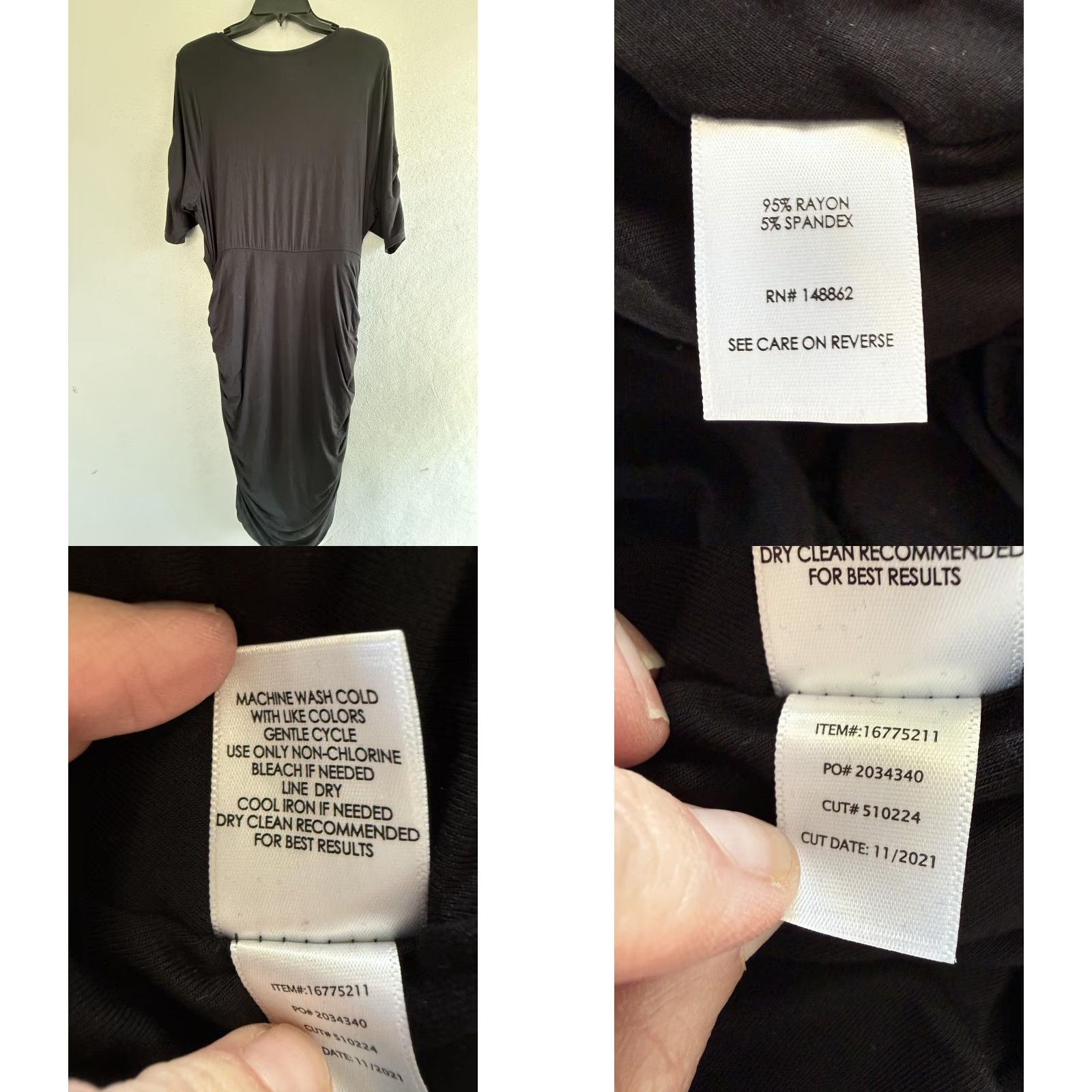 Torrid Torrid Dress Womens 1X Black Super Soft Knit Ruched Bodycon T Shirt Midi Dress Size XL / US 12-14 / IT 48-50 - 9 Thumbnail