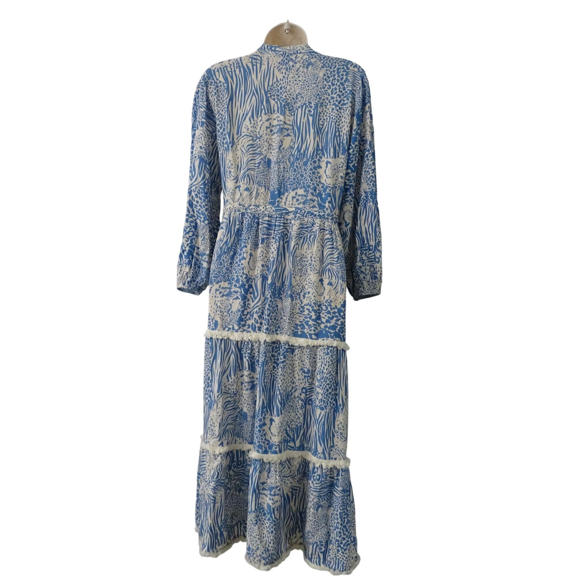 Other Bognar Blu Long Sleeve Blue Animal Print Midi Dress Size M Size M / US 6-8 / IT 42-44 - 6 Thumbnail