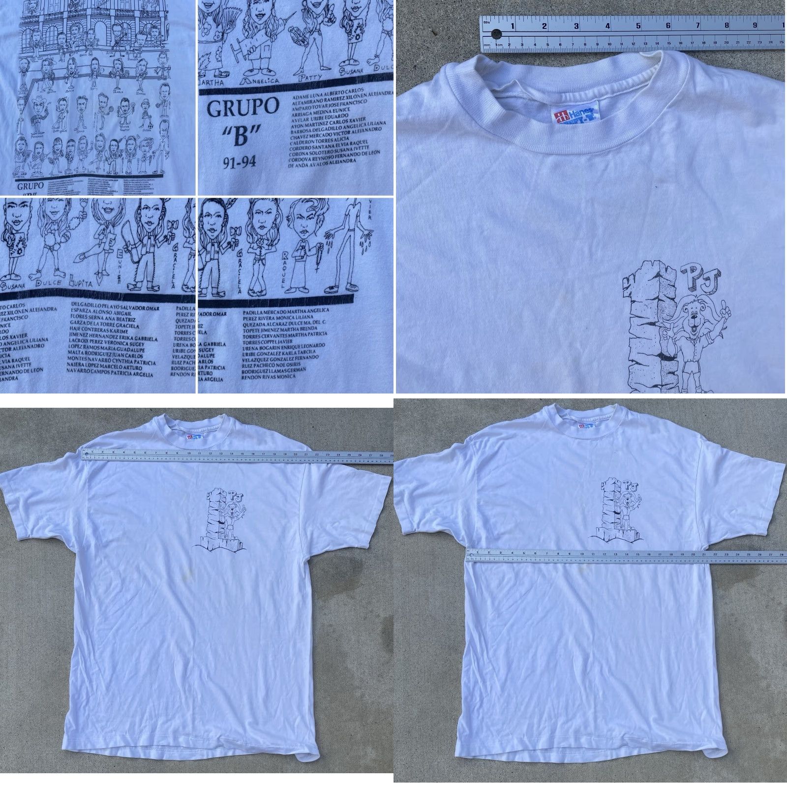 Hanes Vintage Hanes Beefy-T T-Shirt Escuela Preparatoria de Jalisco Grupo B 91-94 XL White 90s School Mens Size US XL / EU 56 / 4 - 11 Thumbnail