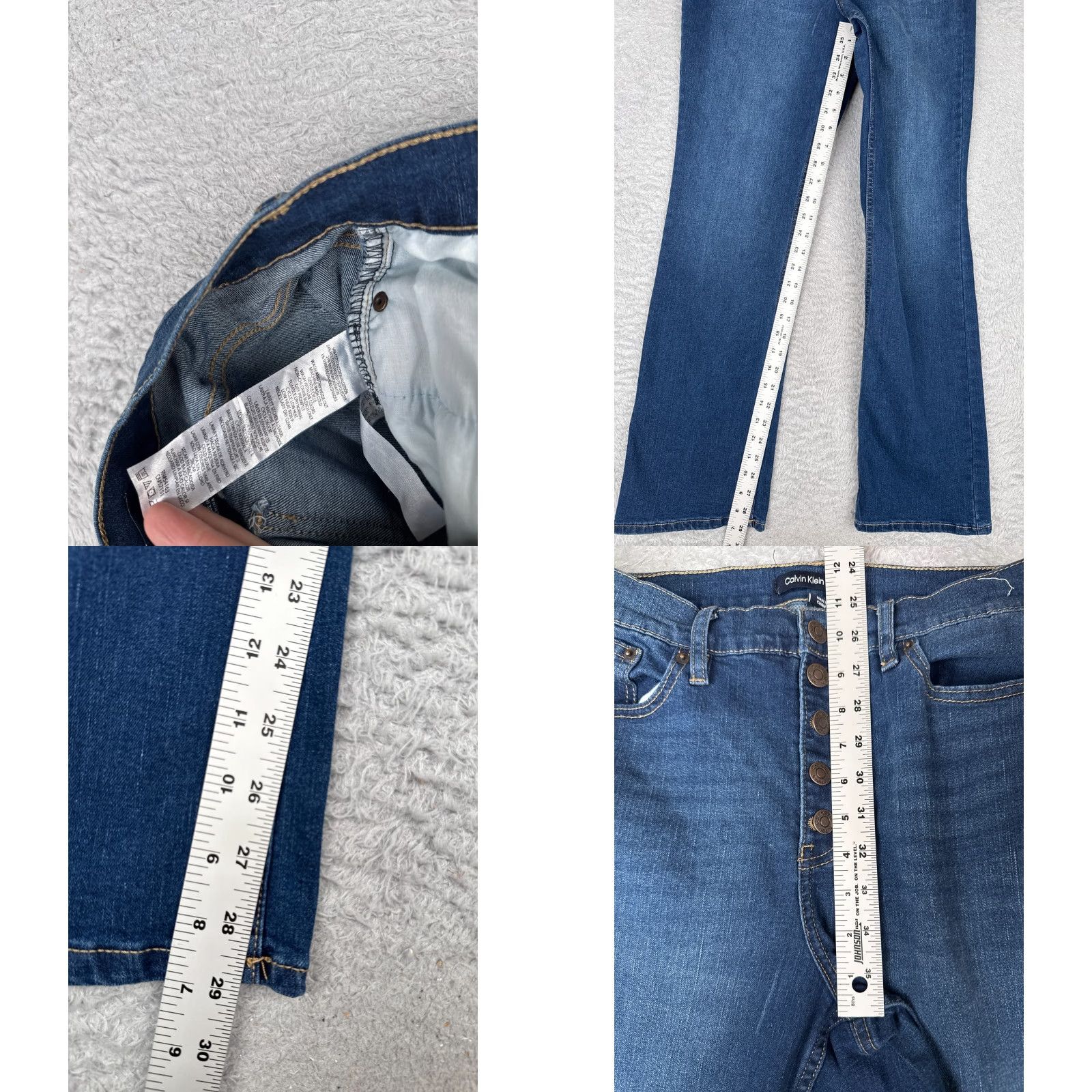 Calvin Klein Calvin Klein Jeans Womens Jeans 30x29 Blue High Rise Bootcut 30 29 Denim Button Fly Stretch Pockets Logo Embroidered Size 34" / US 12 / IT 48 - 8 Thumbnail