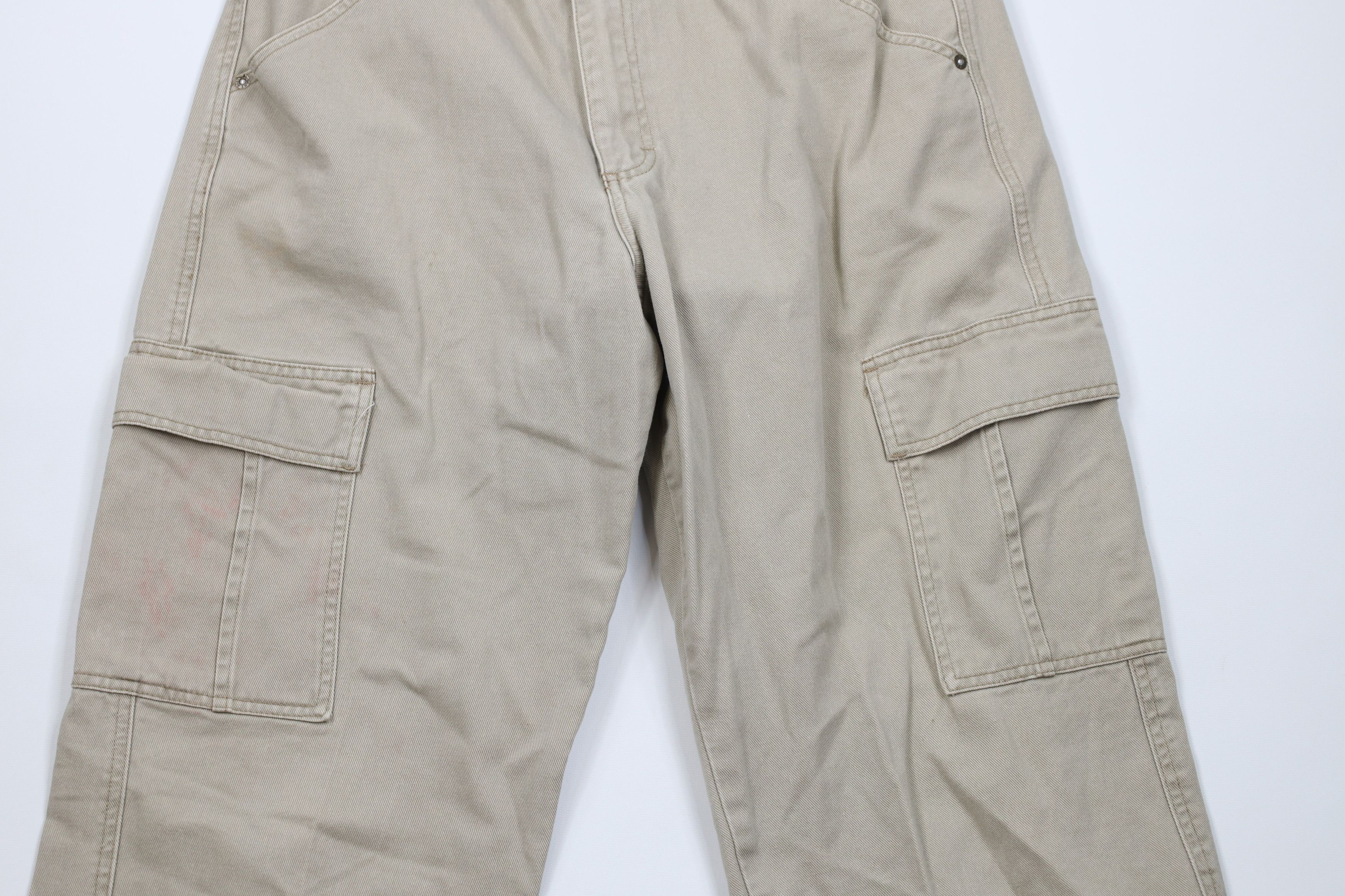 Lee Vintage 90s Y2K Lee Wide Leg Dungaree Cargo Jeans Beige Size US 34 / EU 50 - 3 Thumbnail