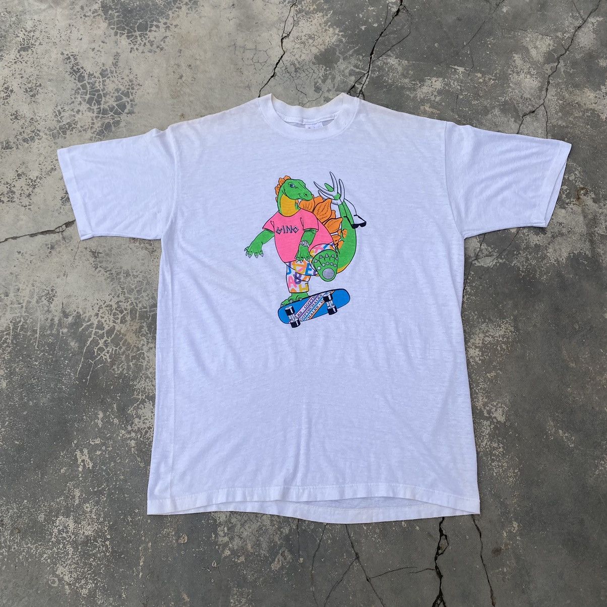 Vintage 1980s Dinasour Skate Single Stitched Paperthin Size US L / EU 52-54 / 3 - 1 Thumbnail