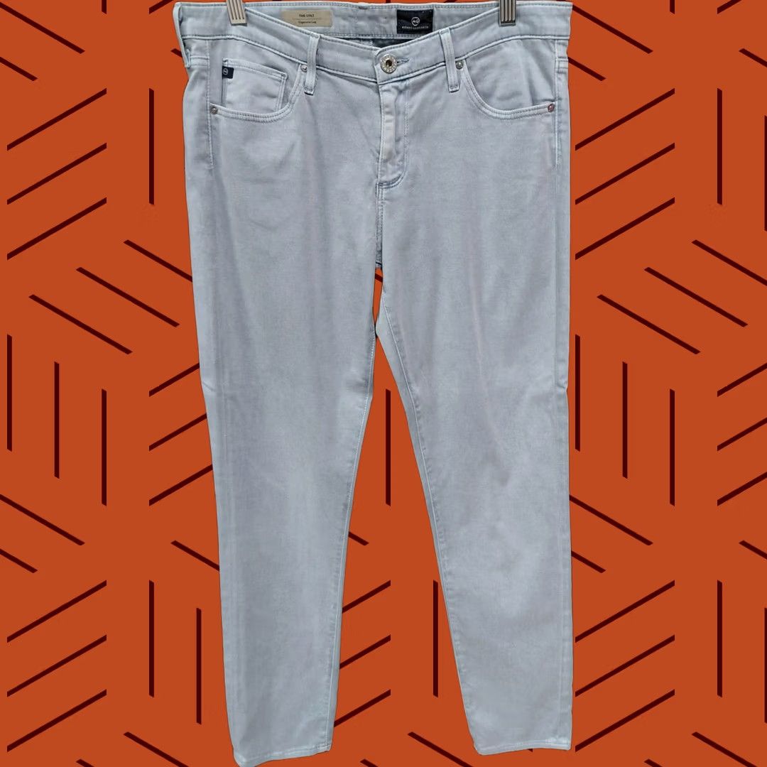 Vintage Adriano Goldschmied The Stilt Cigarette Leg Jeans Light Blue 30R Regular Women Jeans Size 30" / US 8 / IT 44 - 1 Thumbnail