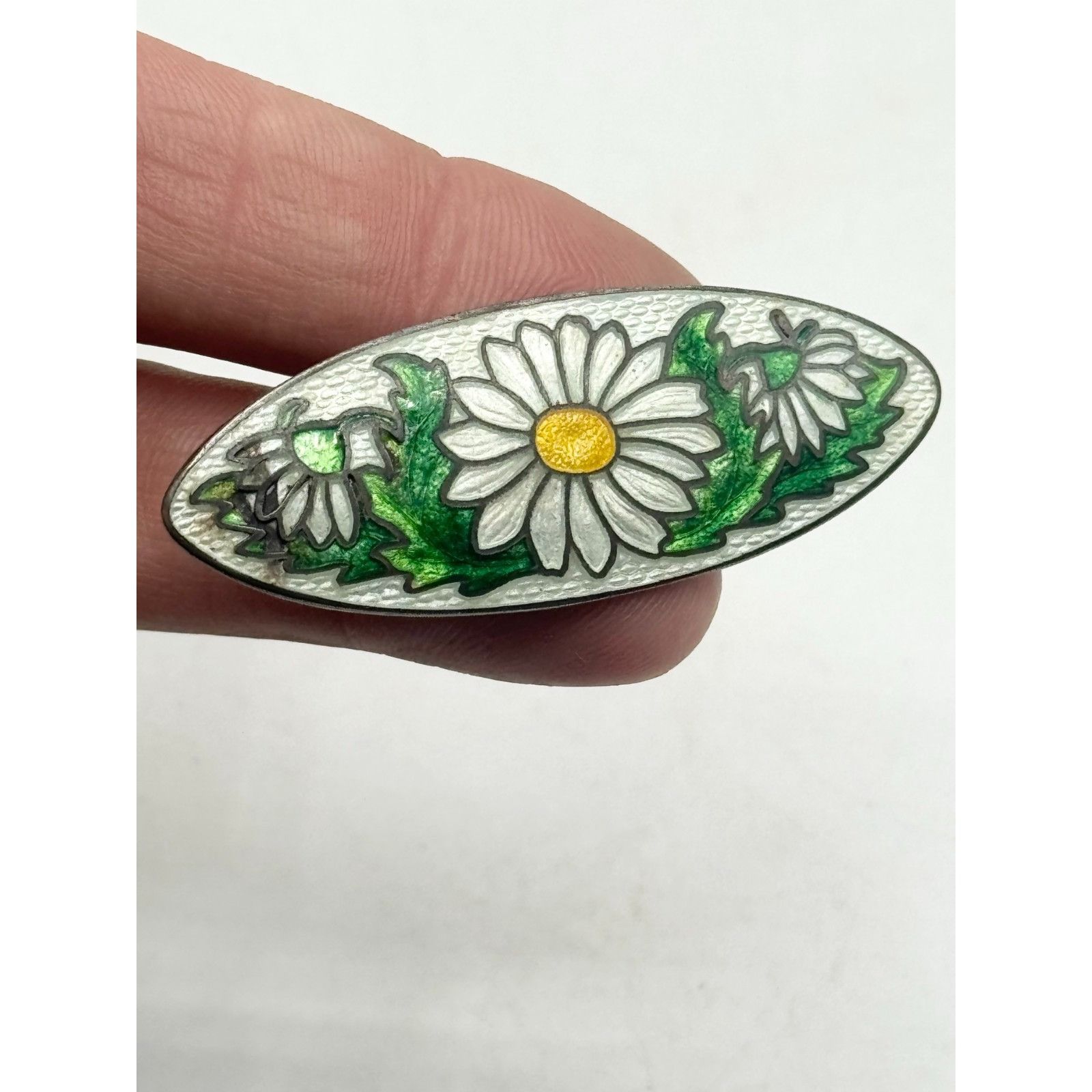 Vintage Watson Co Sterling Silver Genuine Cloisonne Daisy Flower Pin Size ONE SIZE - 2 Thumbnail