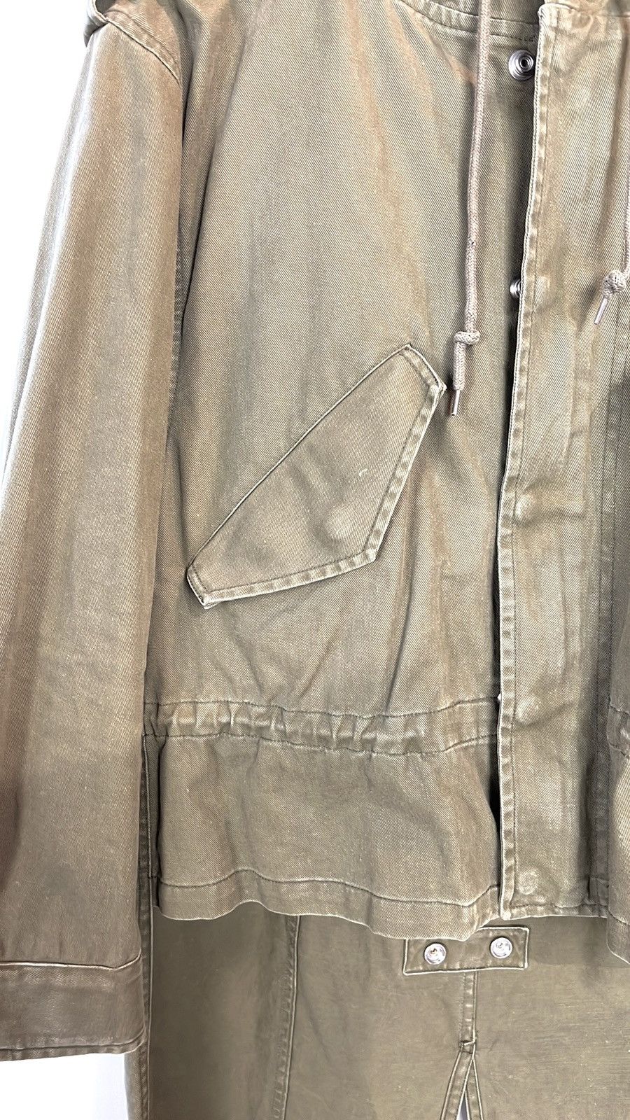 Saint Laurent Paris Saint Laurent SS/14 Khaki Gabardine Fishtail Military Parka Size US XXS / EU 40 - 5 Thumbnail