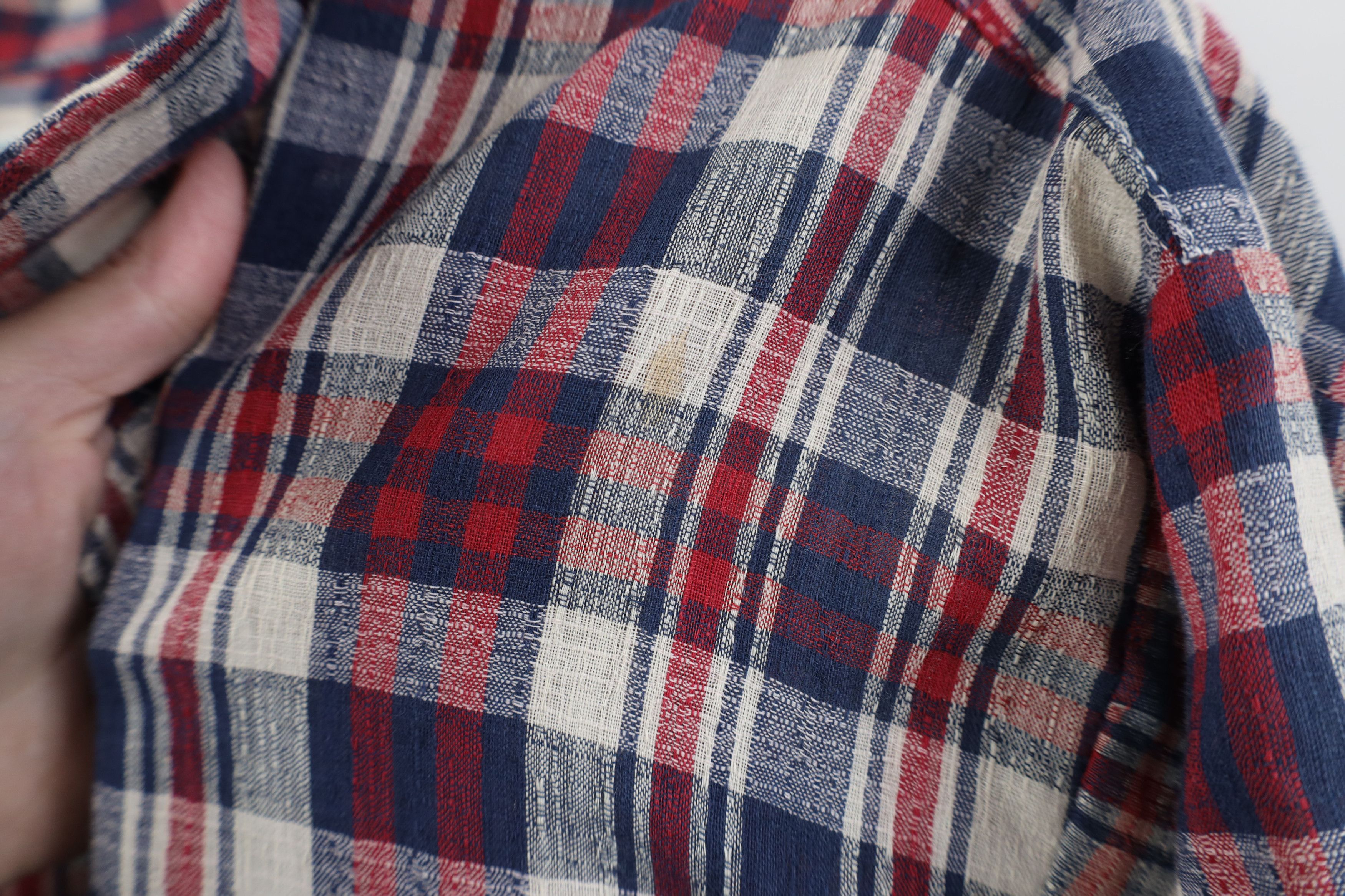 Vintage Vintage 70s Streetwear Knit Collared Button Shirt Plaid Size US L / EU 52-54 / 3 - 4 Thumbnail