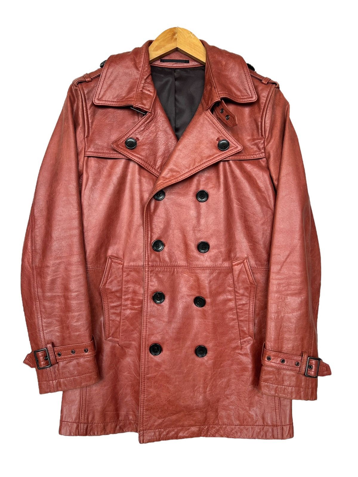 Vintage Michael Klein Faded Red Blazer Leather Jacket Size US S / EU 44-46 / 1 - 1 Thumbnail