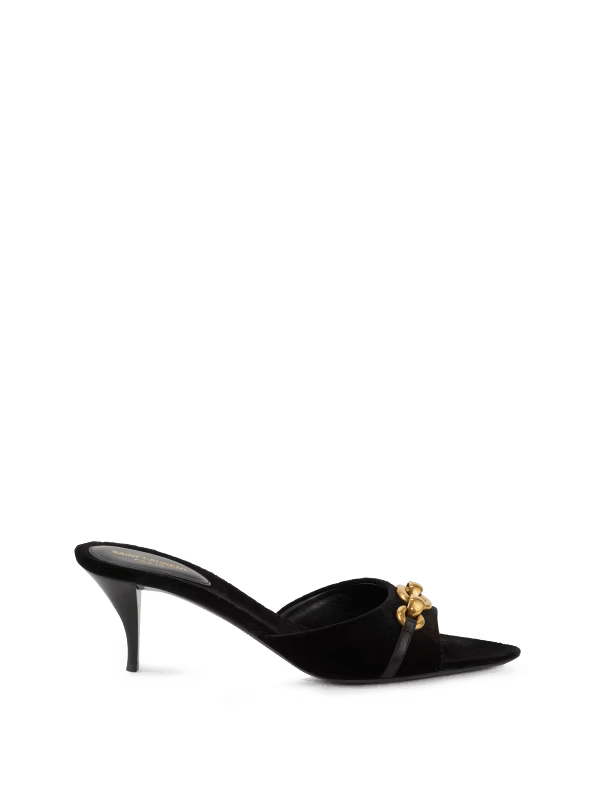 Saint Laurent Paris o1bcso1str1024 Le Maillon Mules in Black Size US 7.5 / IT 37.5 - 1 Thumbnail