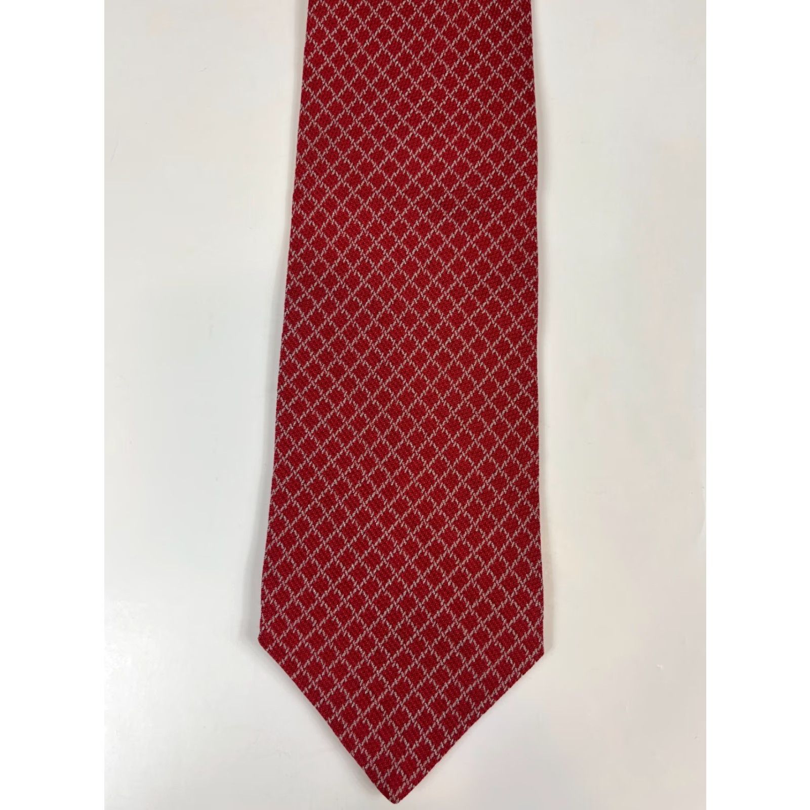 Emporio Armani VINTAGE Emporio Armani Tie Men’s Silk Wool Blend Geometric Red 57.5" 3 7/8" Wide Made in Italy Designer Vintage Men Size ONE SIZE - 4 Thumbnail
