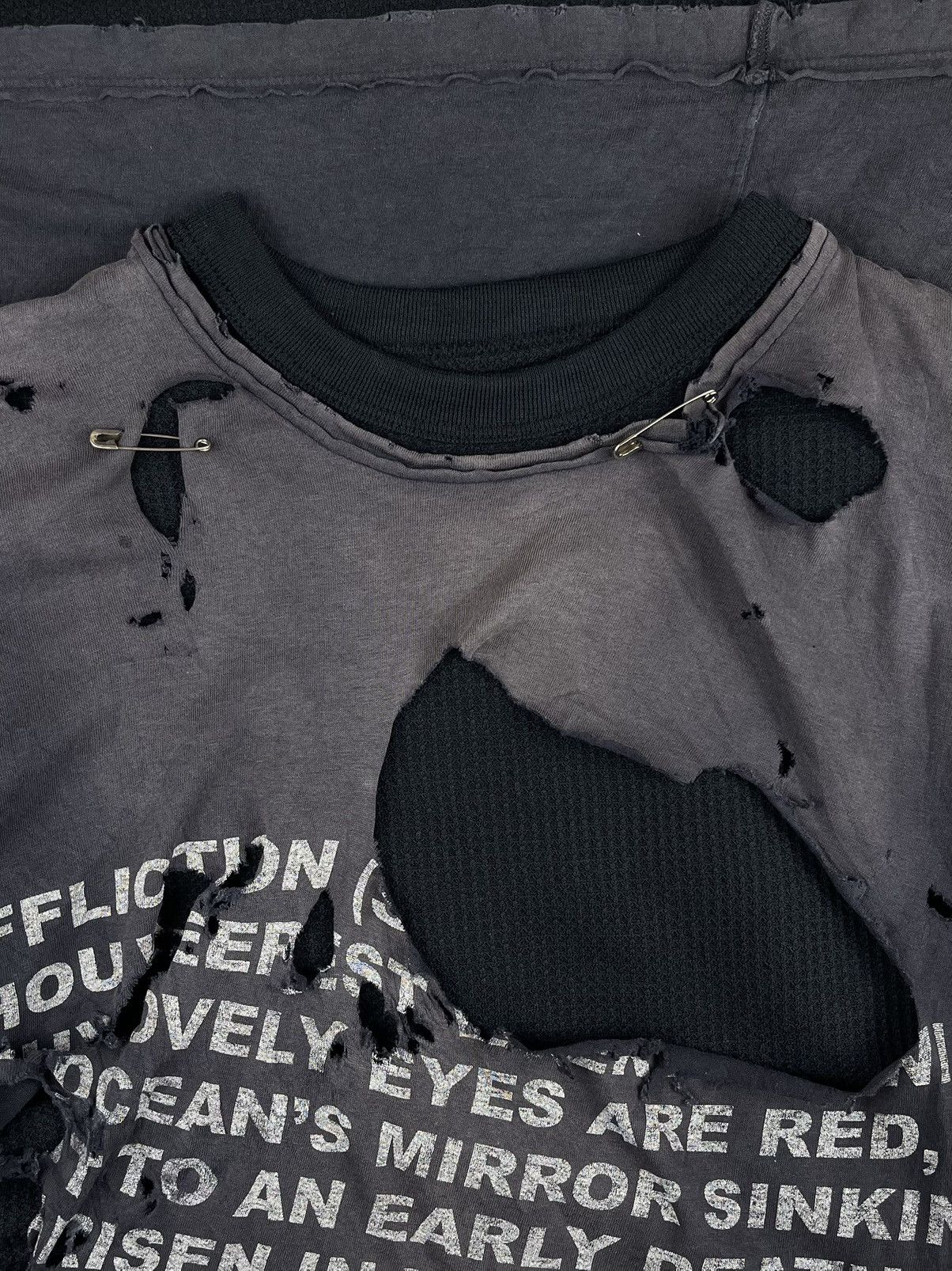 Rick Owens × Rick Owens Drkshdw × Vintage FW07 Rick Owens Exploder Poem Longsleeve Tshirt Thrashed Size US M / EU 48-50 / 2 - 3 Thumbnail