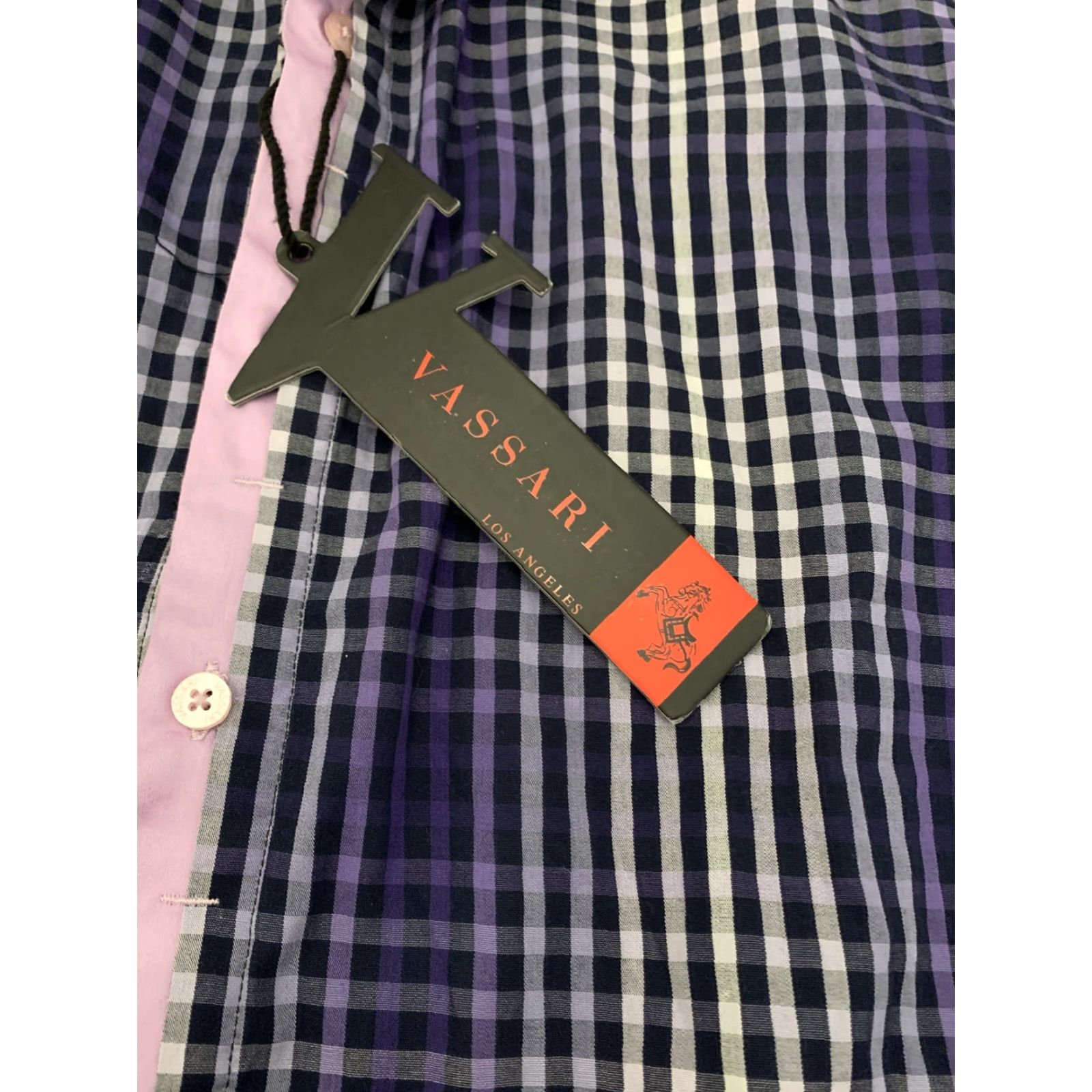 Vintage VINTAGE Vassari Los Angeles Button-Down Shirt M Purple Plaid Paisley Long Sleeve Mens Size M Size US M / EU 48-50 / 2 - 5 Thumbnail