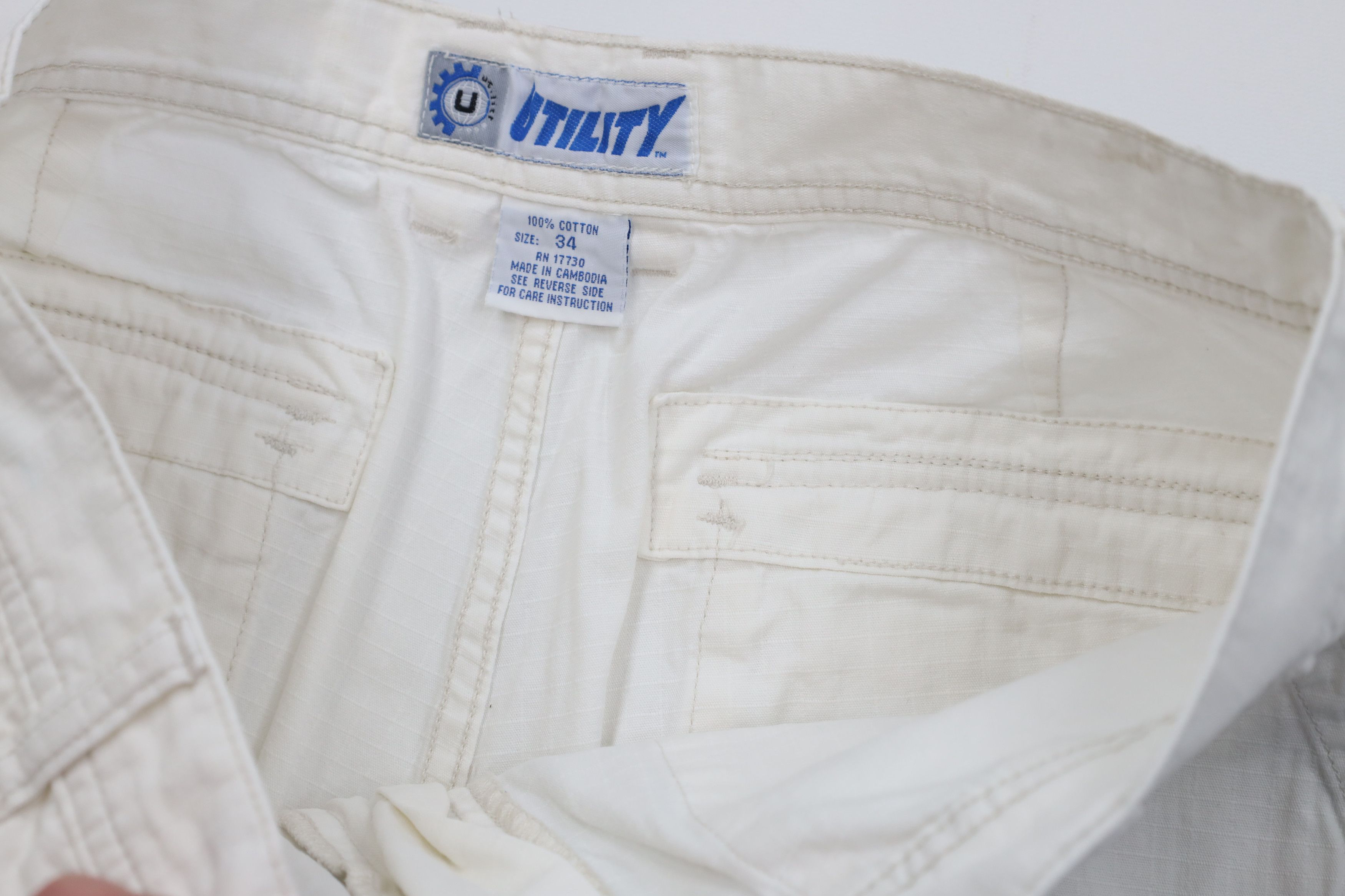 Vintage Vintage 90s Y2K Streetwear Utility Shorts White Cotton Size US 34 / EU 50 - 8 Thumbnail